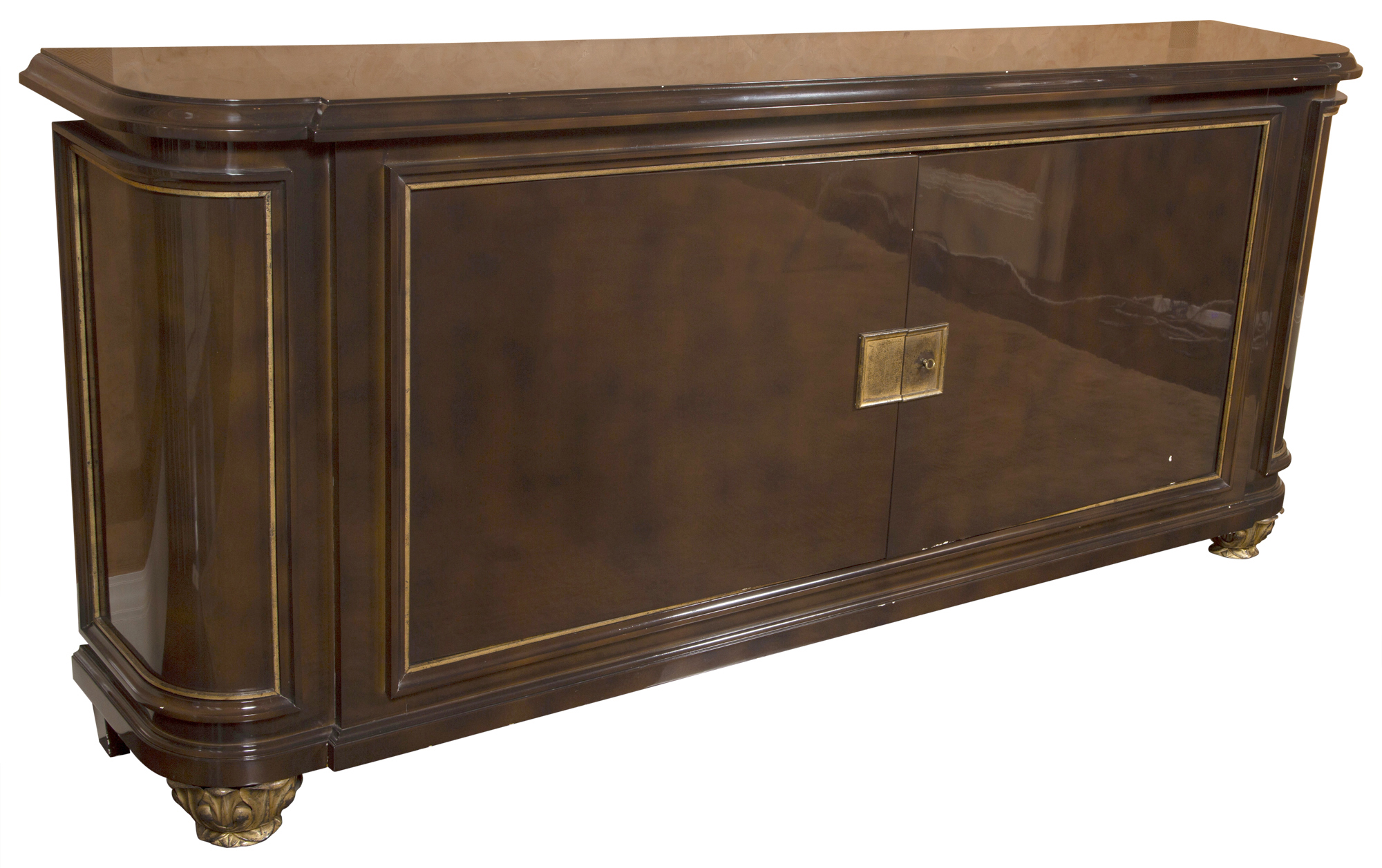 Lot image - Brown Lacquer and Gilt Two-Door Cabinet