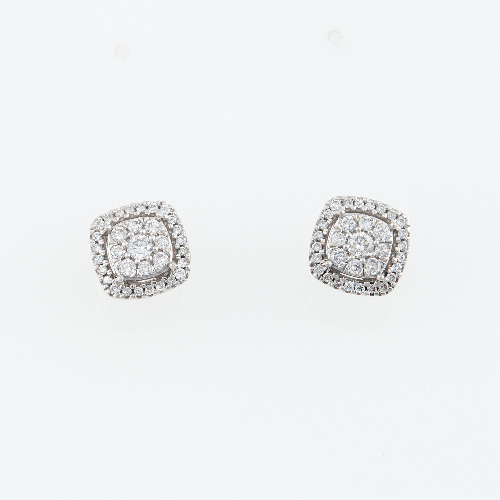 Lot image - Two Diamond Earrings, 66 diamonds about 1.00 ct., 10K 3 dwt.