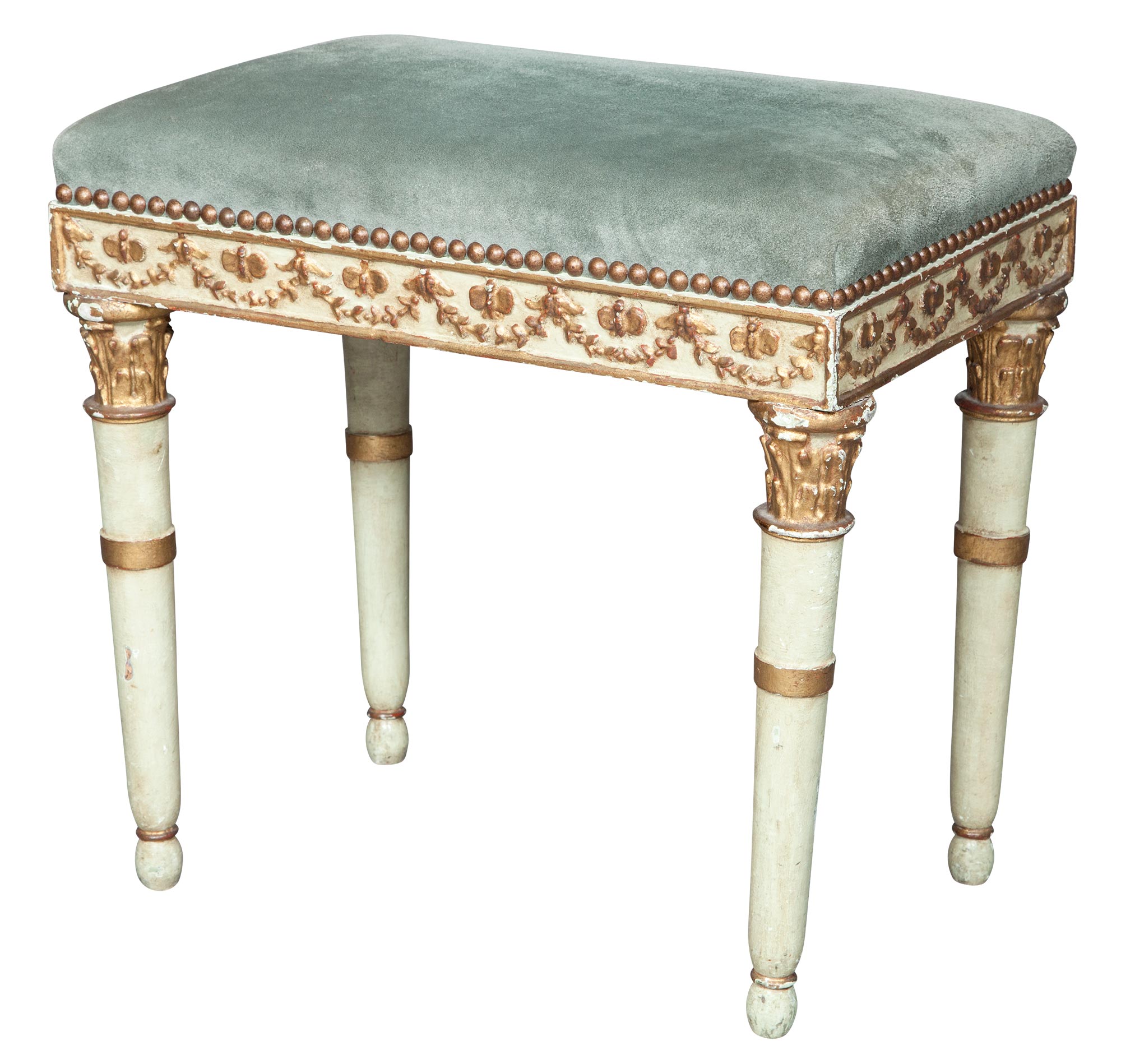 Lot image - Italian Neoclassical Painted and Parcel-Gilt Stool