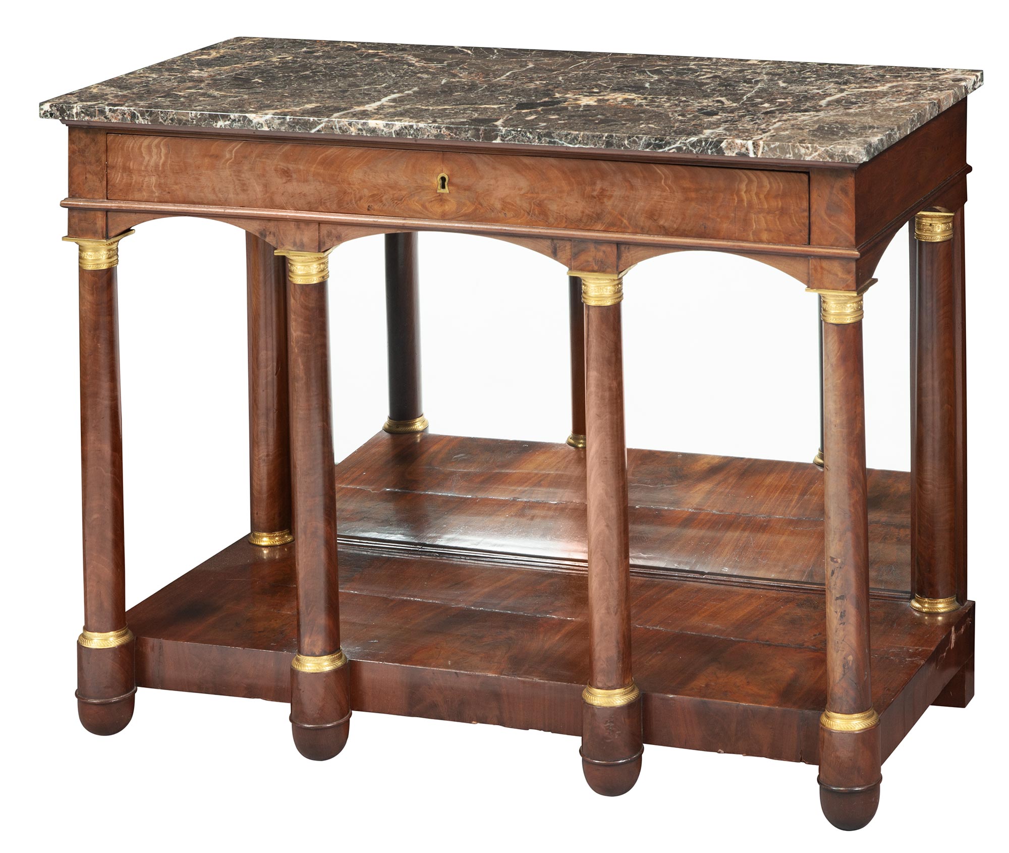Lot image - Empire Gilt-Metal Mounted Mahogany Side Table
