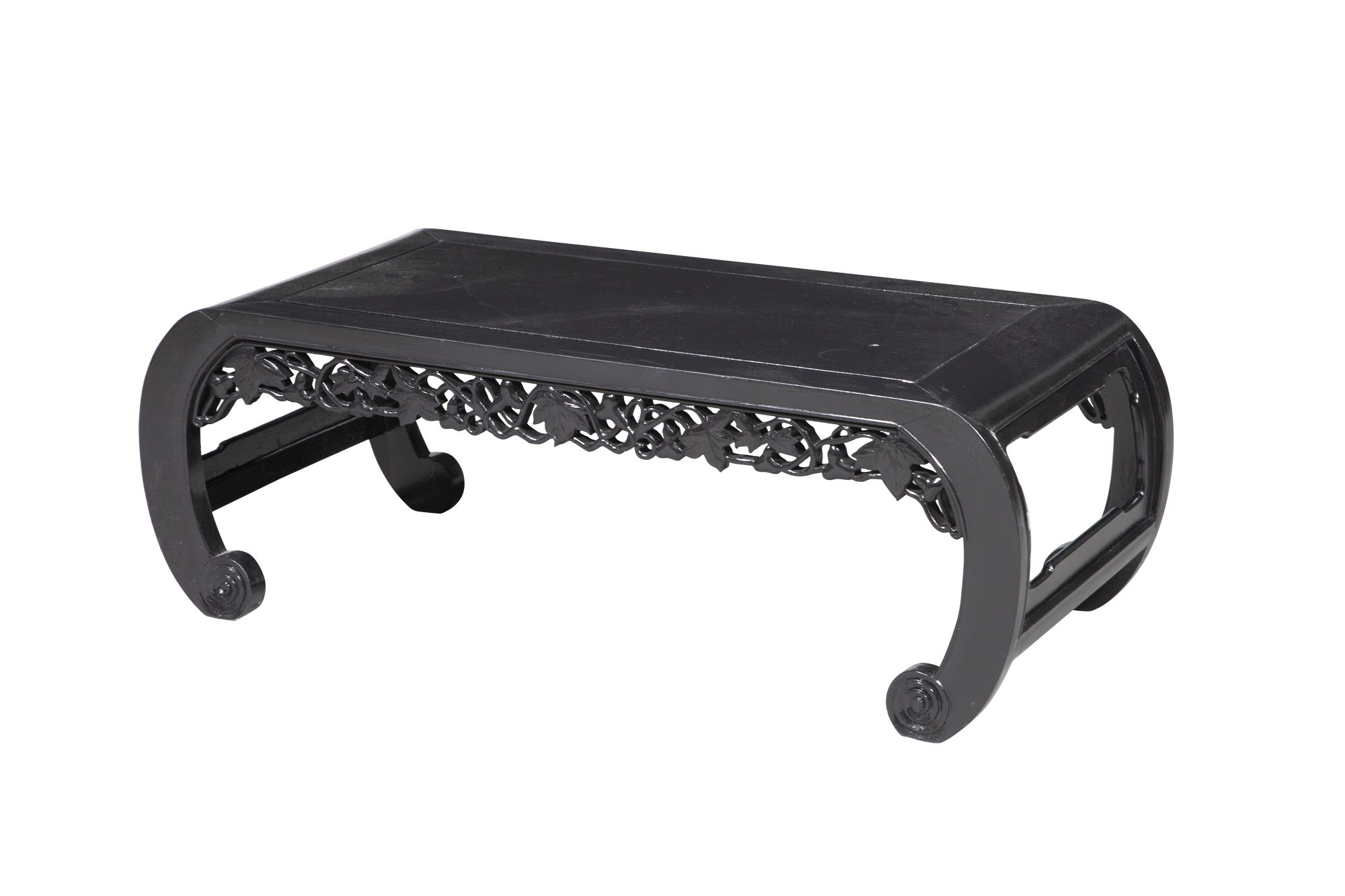 Lot image - Chinese Black Lacquered Hardwood Low Table