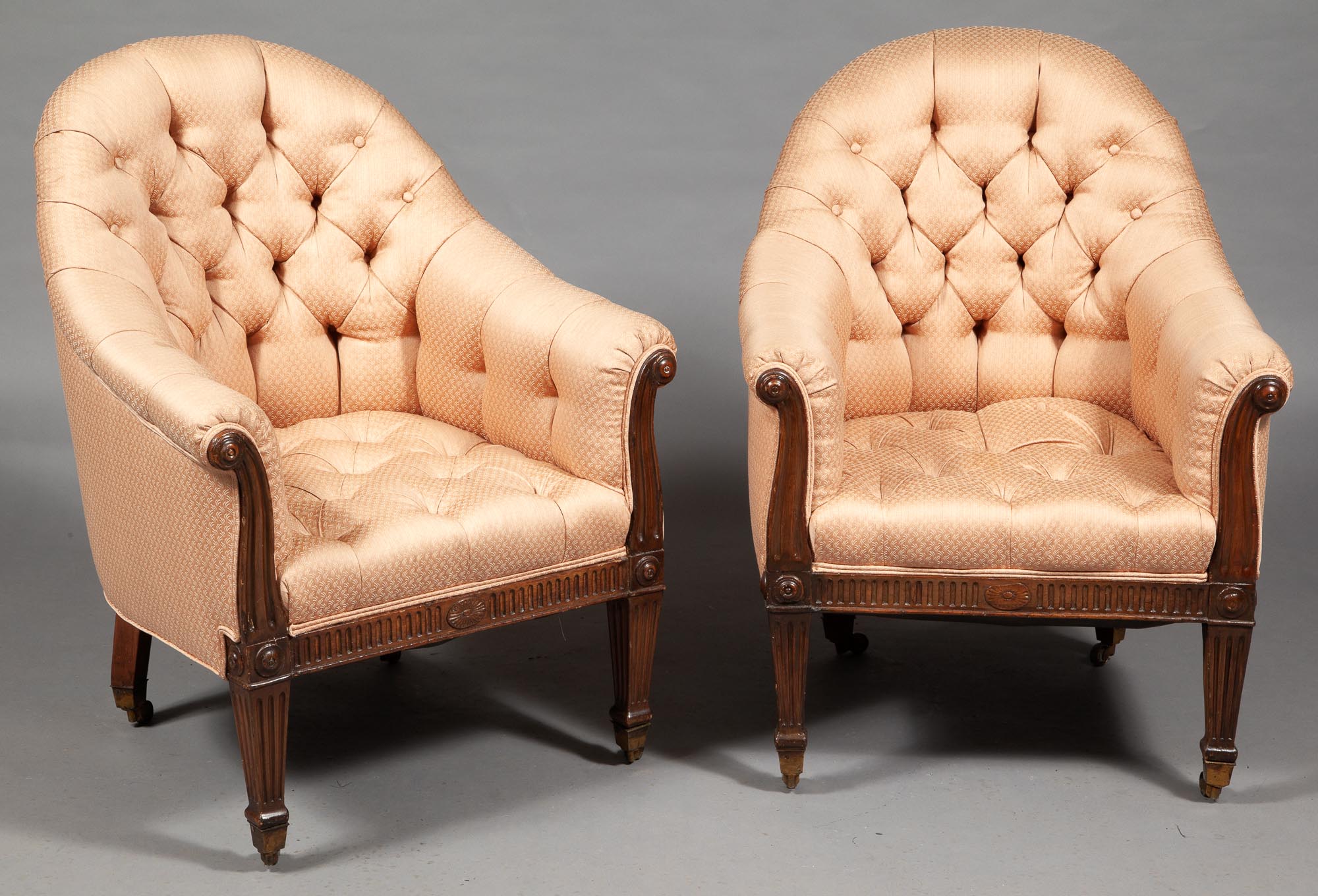 Lot image - Pair of George III Style Mahogany Bergères