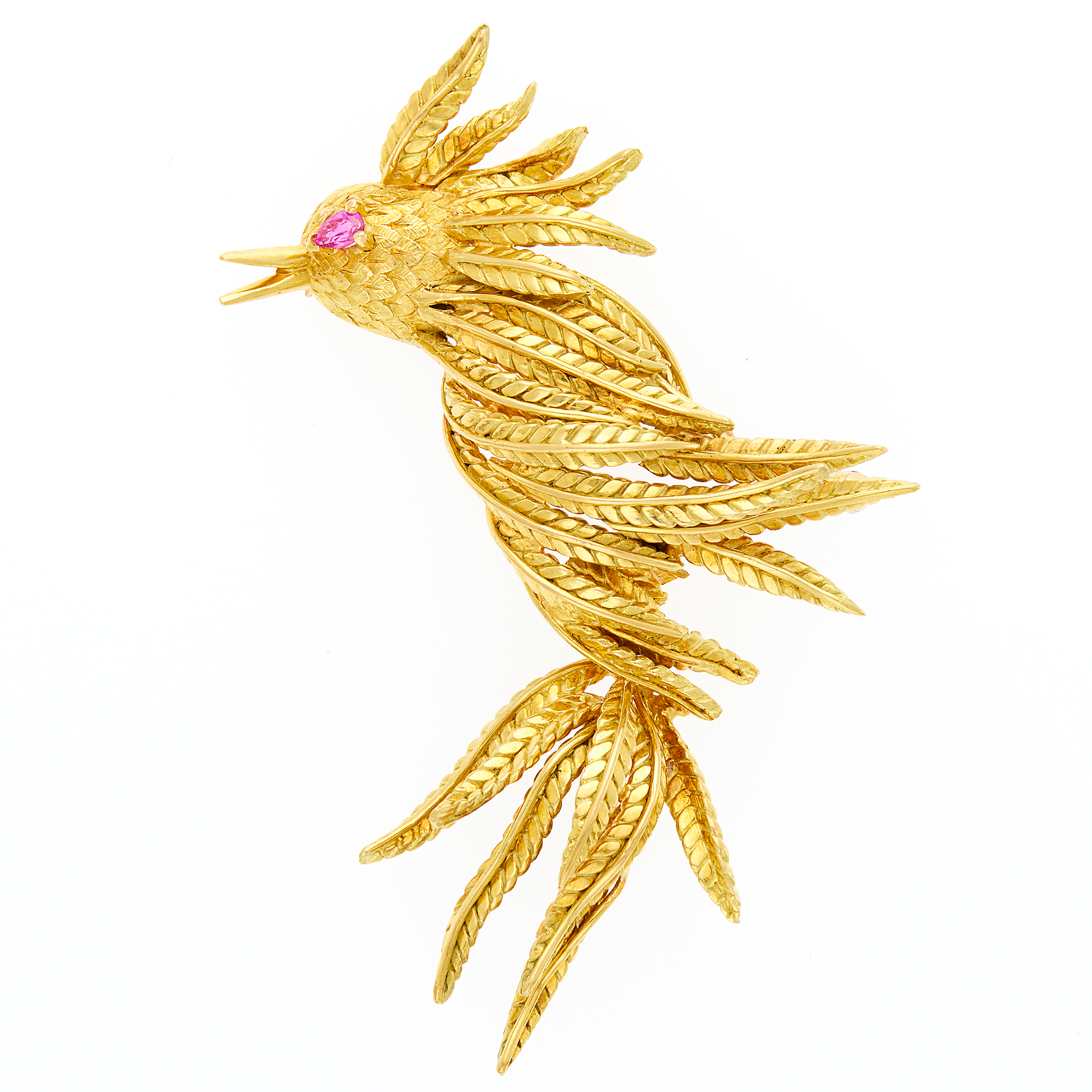 Lot image - Gold and Ruby Bird Brooch