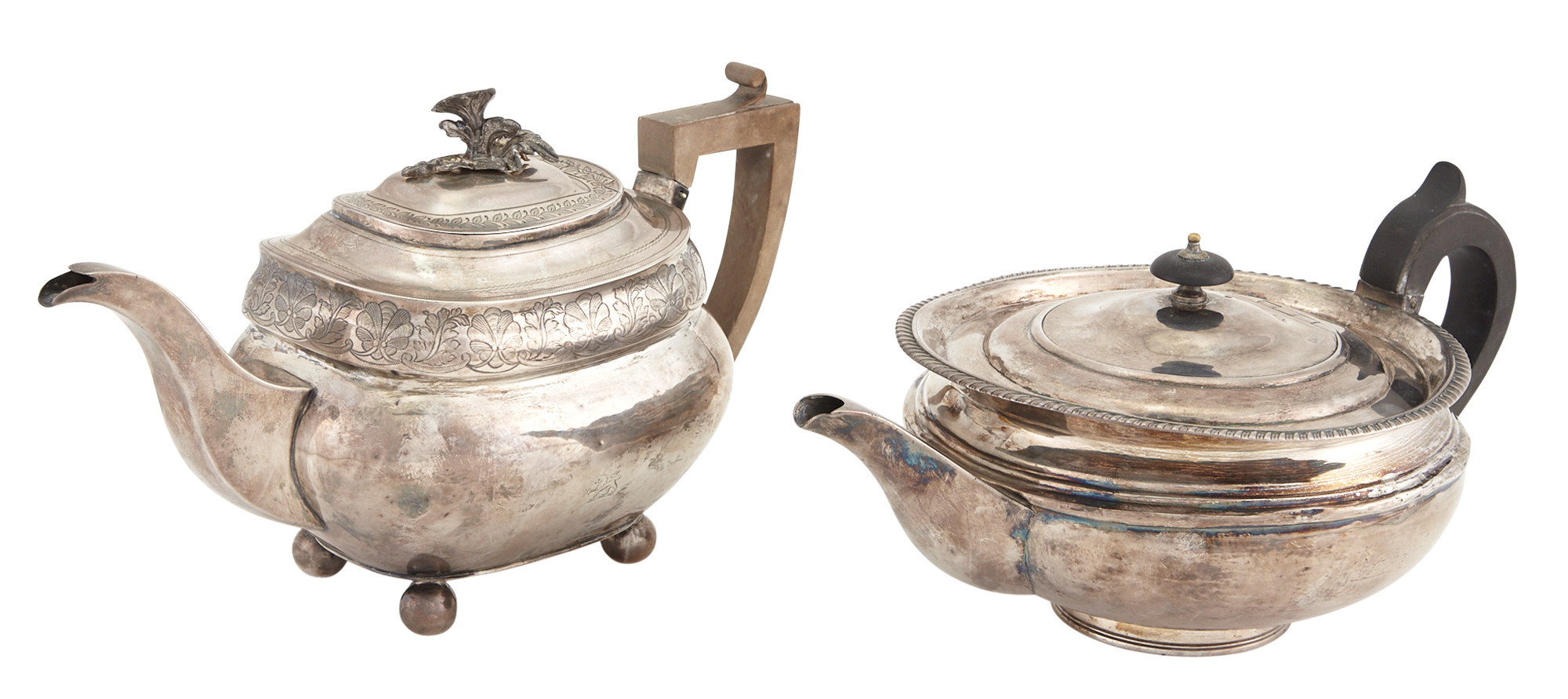 Lot image - Two George III Sterling Silver Teapots