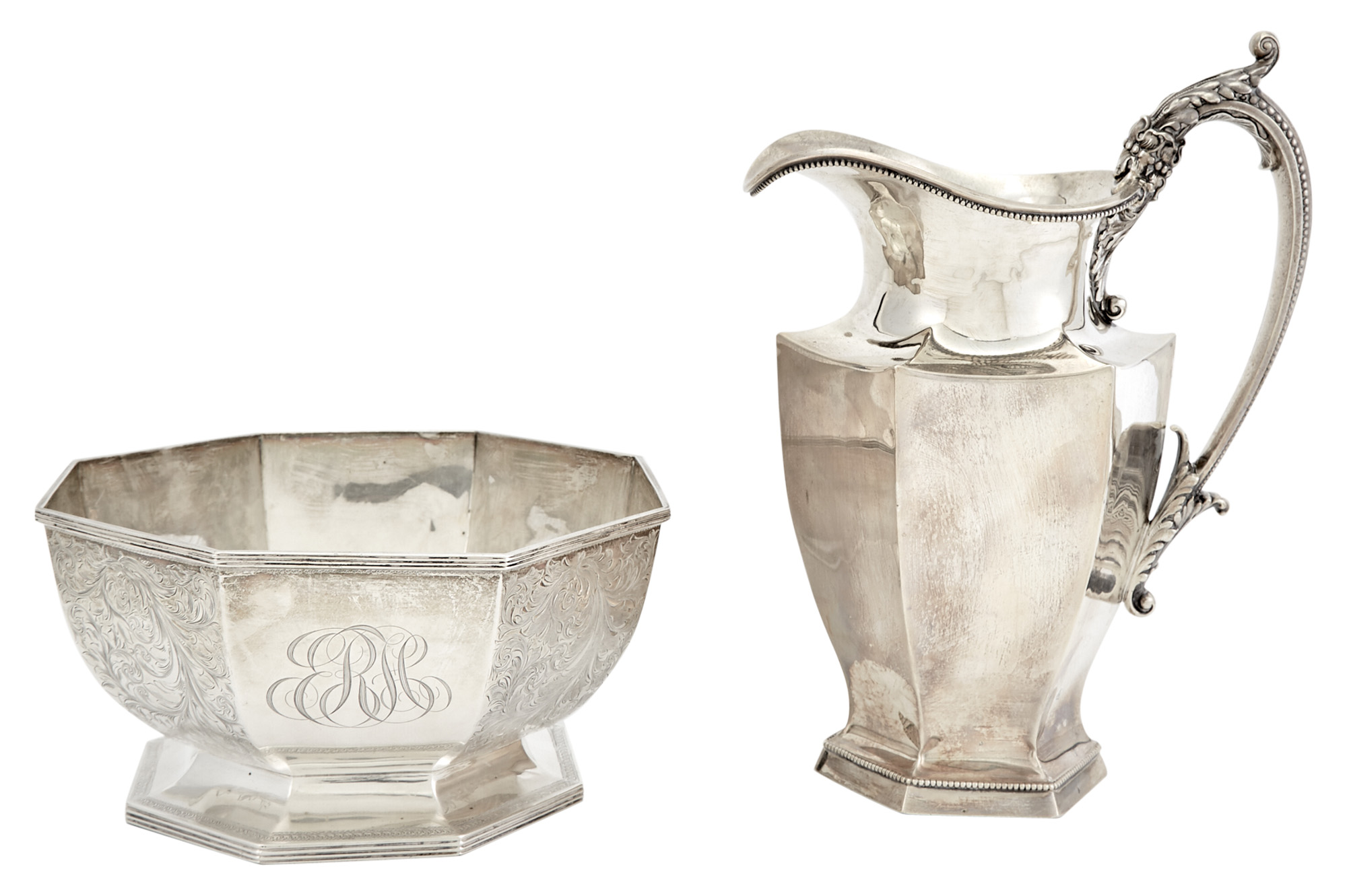 Lot image - American Sterling Silver Water Pitcher and Centerpiece Bowl