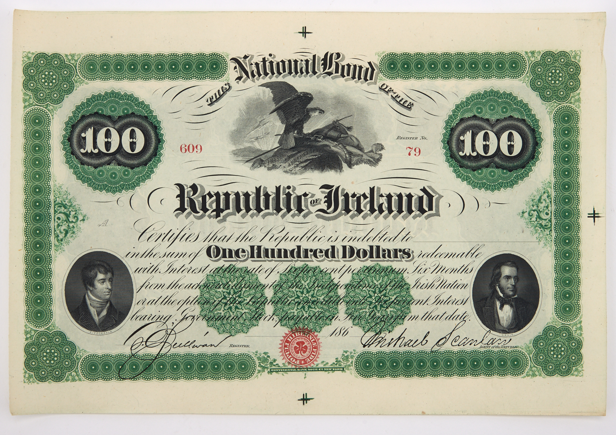 Lot image - Republic of Ireland Fenian Brotherhood One Hundred Dollar Bond