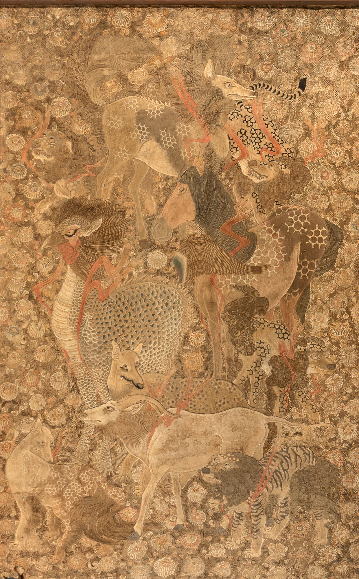 Lot image - A Japanese Embroidered Silk Tapestry