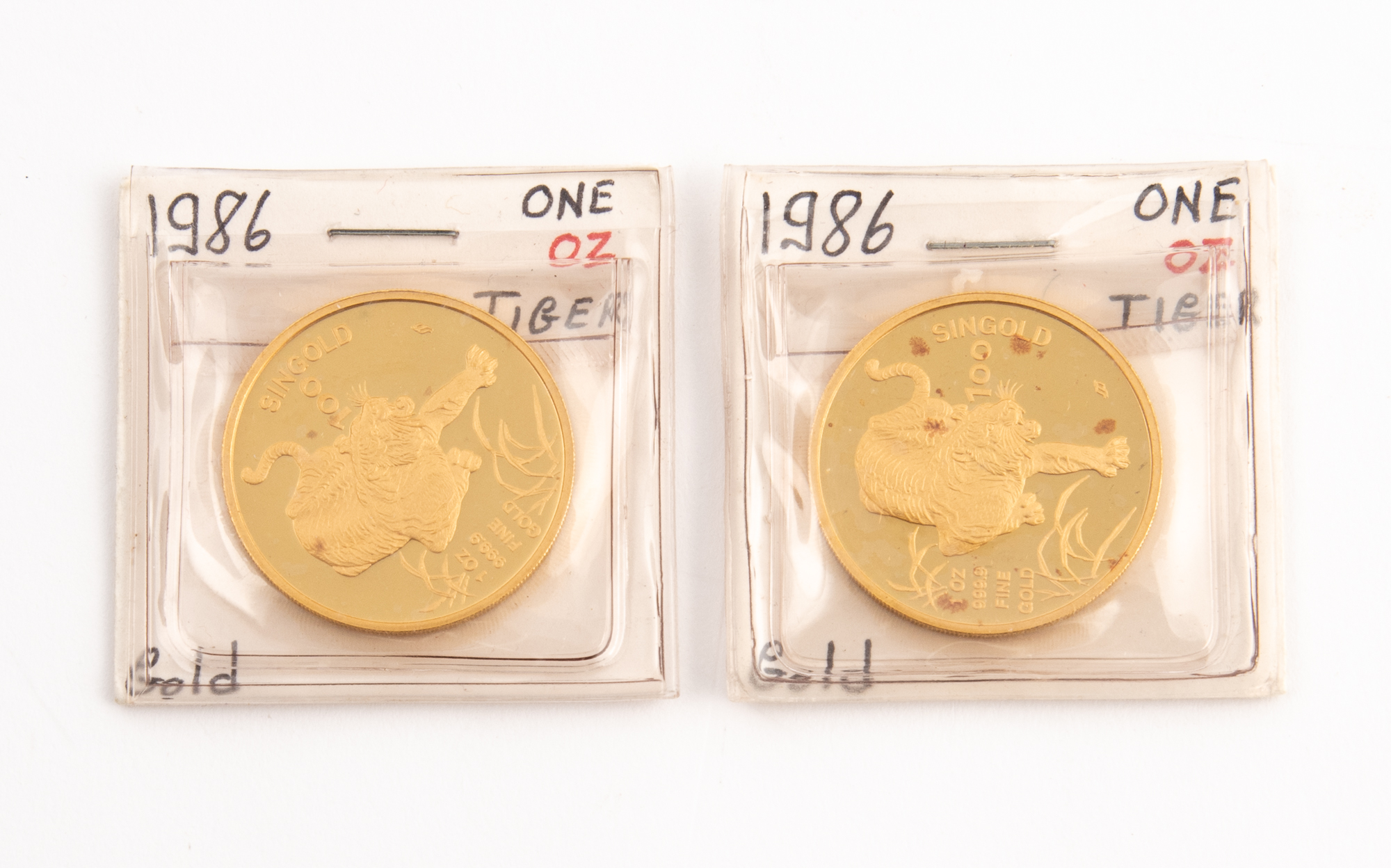 Lot image - Singapore 1986 One Ounce Gold Tiger