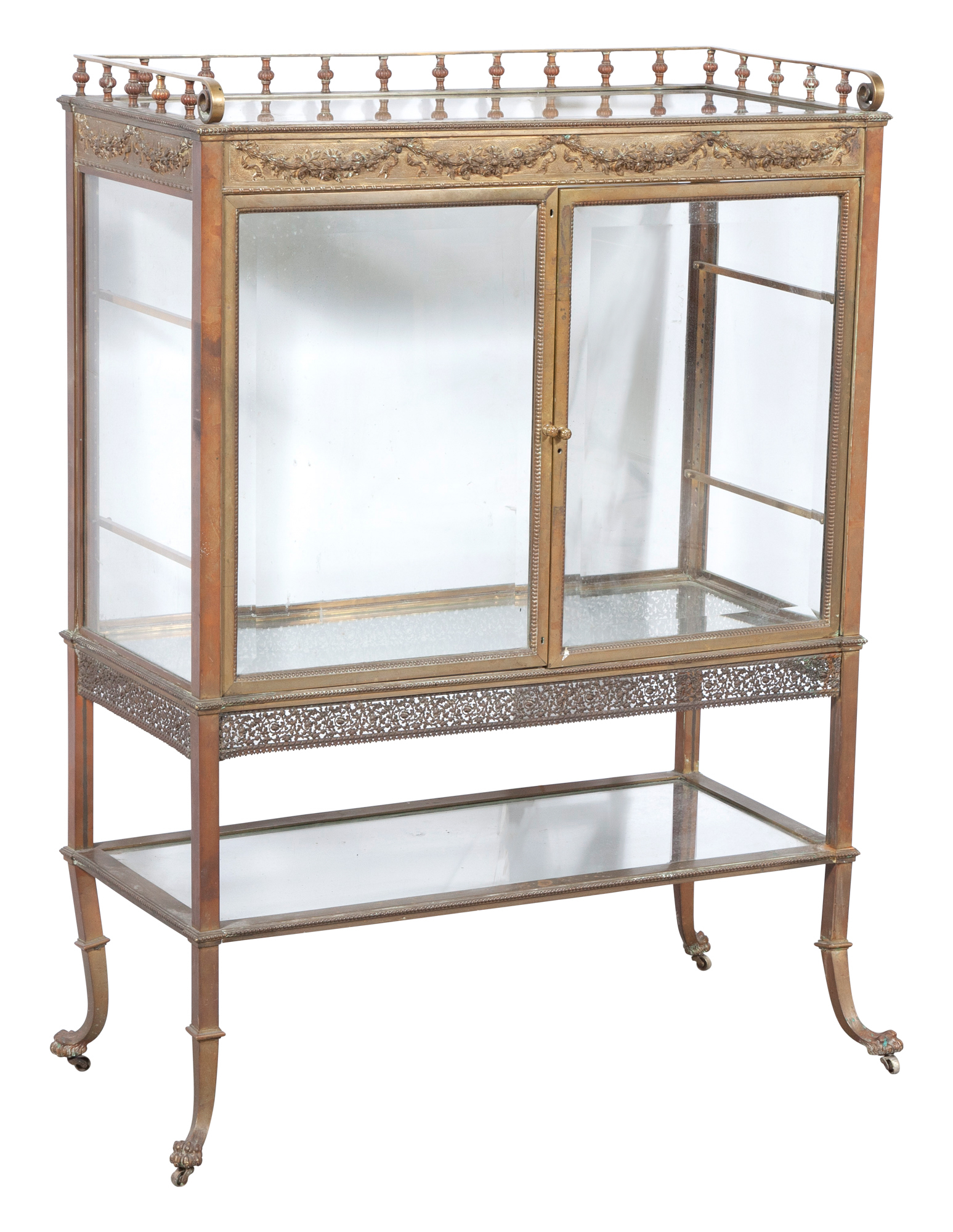 Lot image - Victorian Neoclassical Style Bronze and Glass Vitrine Cabinet