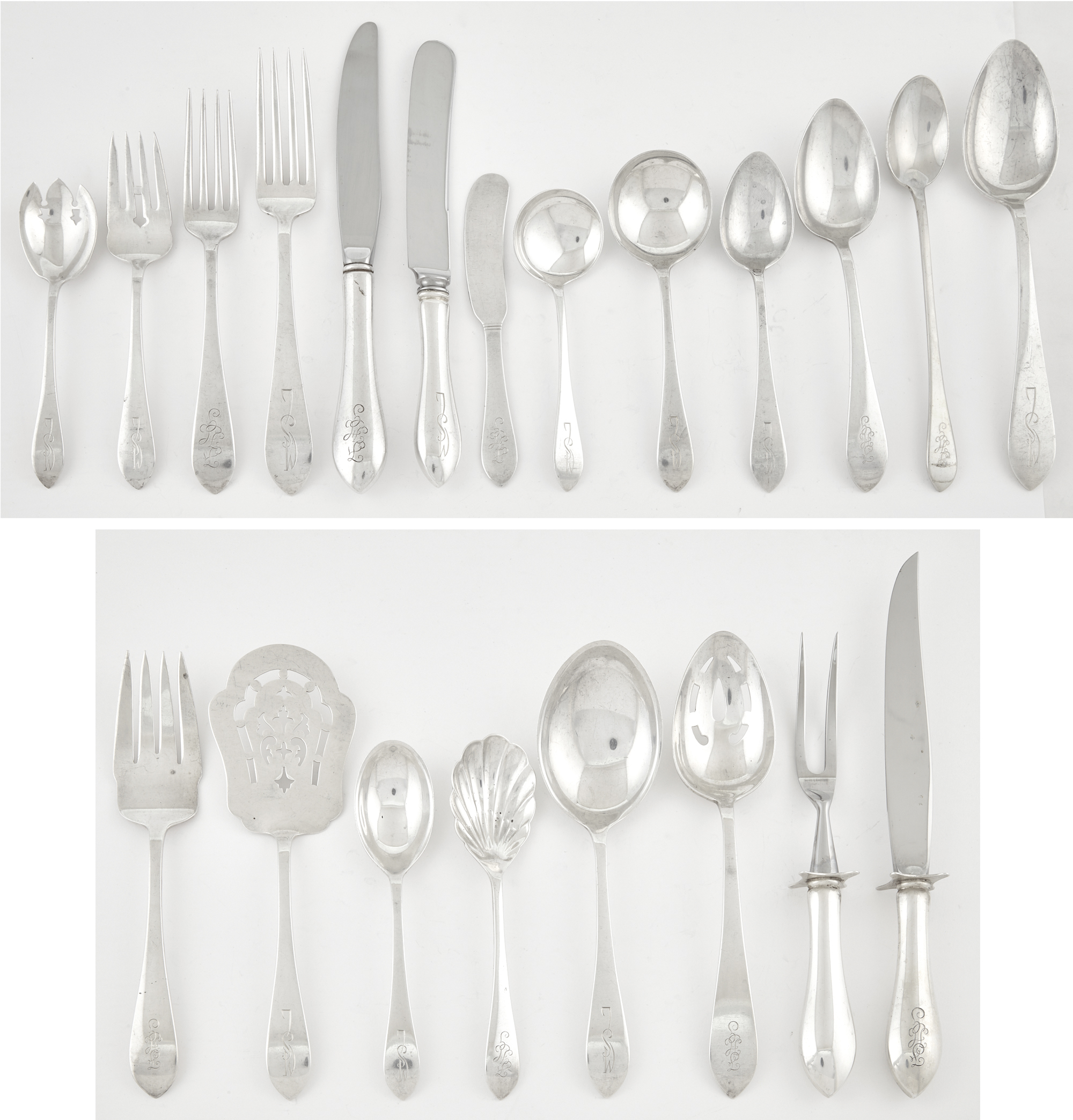 Lot image - Assembled American Sterling Silver Pointed Antique