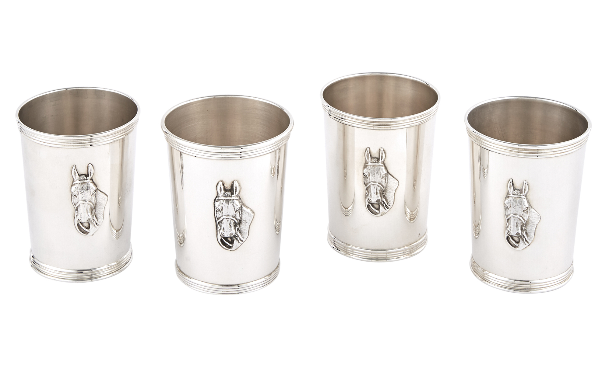 Lot image - Four American Sterling Silver Equestrian Theme Julep Cups