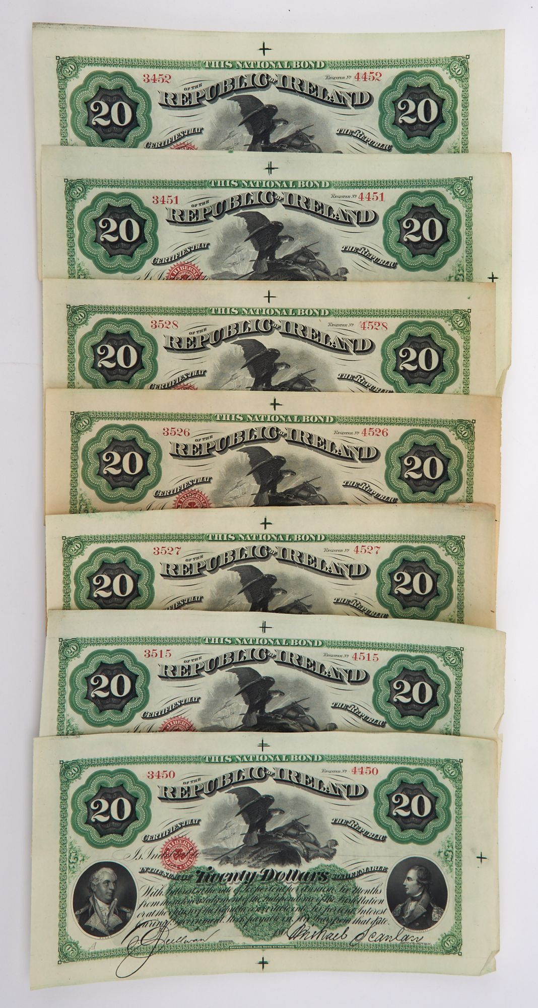 Lot image - Republic of Ireland Fenian Brotherhood Twenty Dollar Bonds