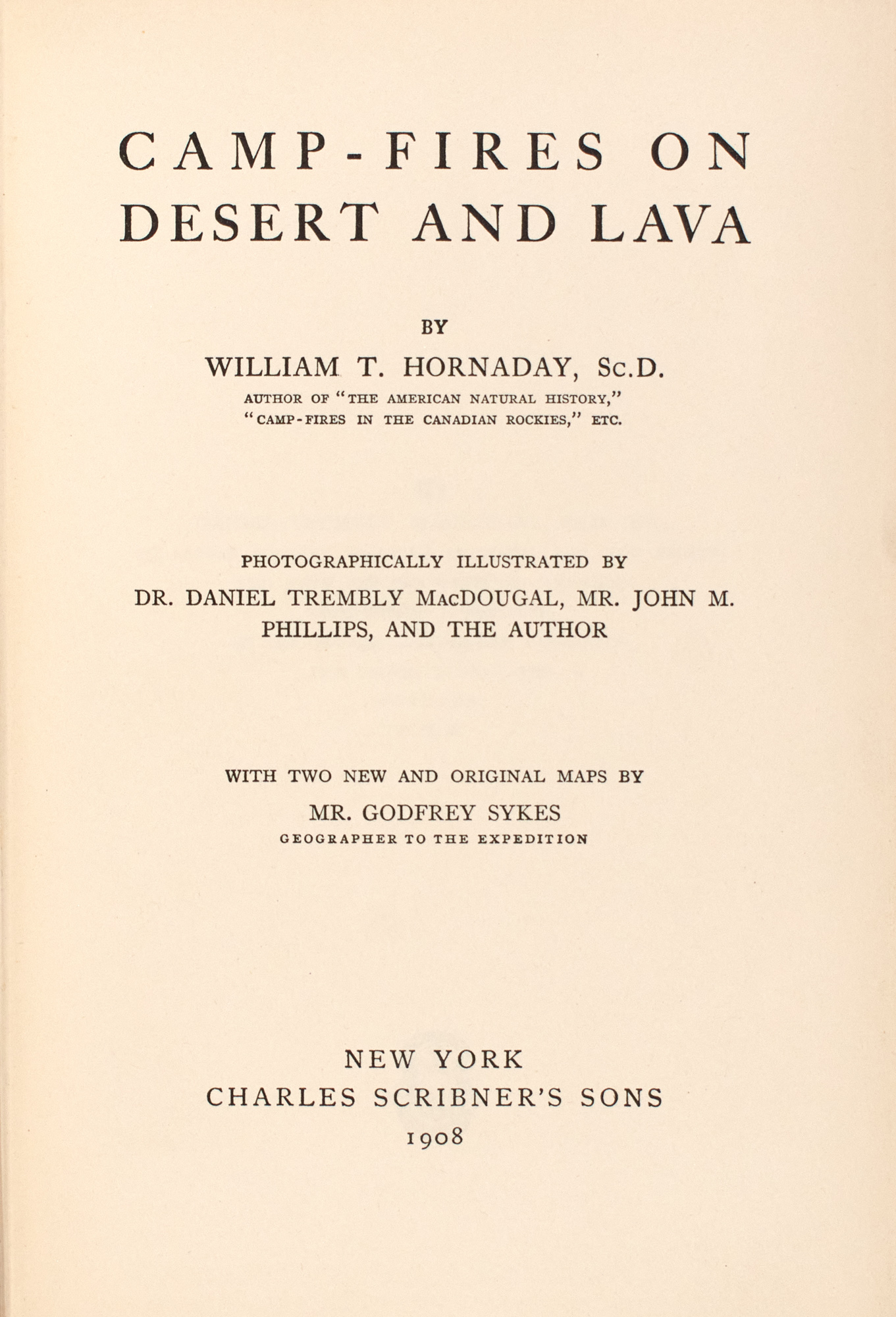 Lot image - HORNADAY, WILLIAM T.  Camp-Fires on Desert and Lava.