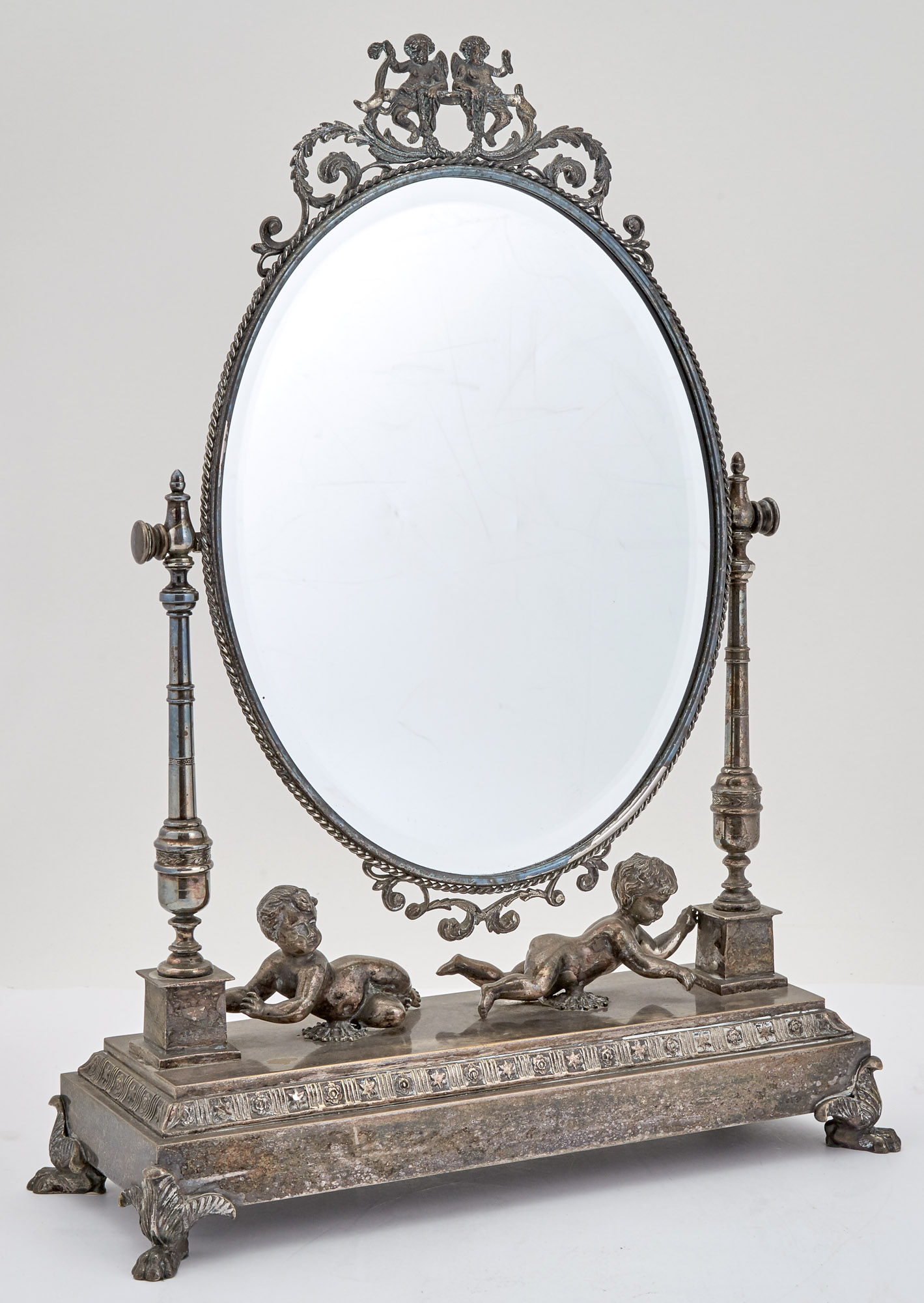 Lot image - French Silver Plate Dressing Mirror