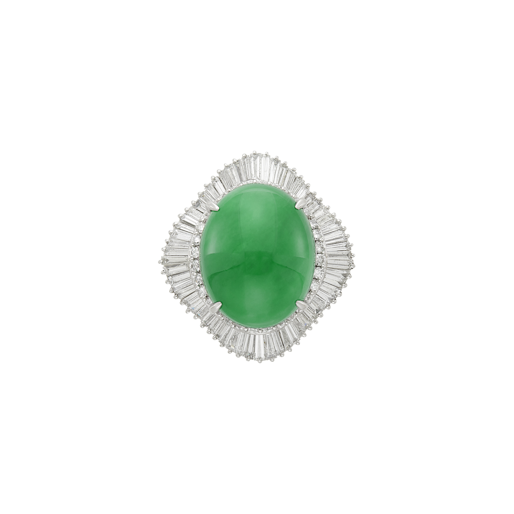 Lot image - Platinum, Jade and Diamond Ring