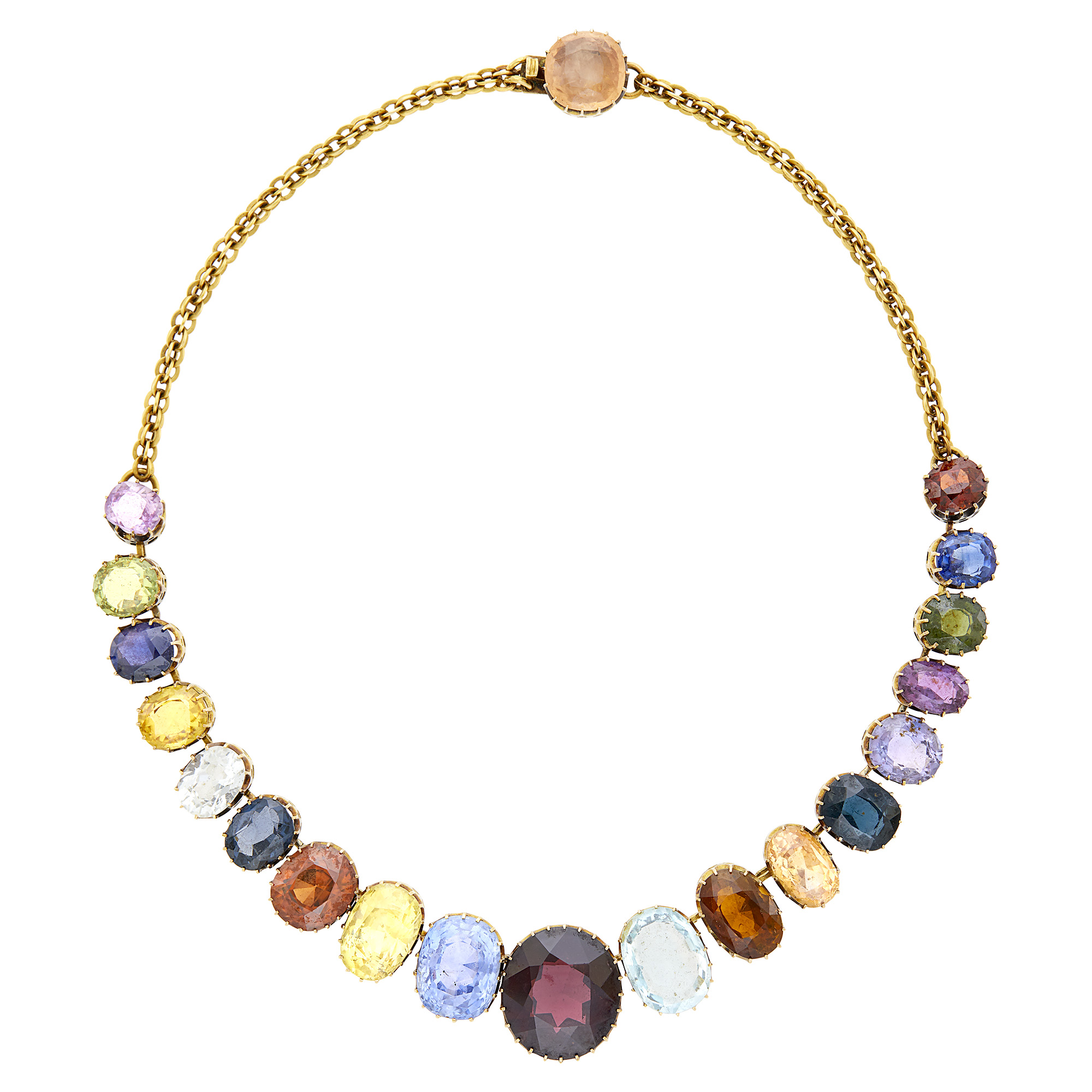 Lot image - Antique Gold and Gem-Set Necklace