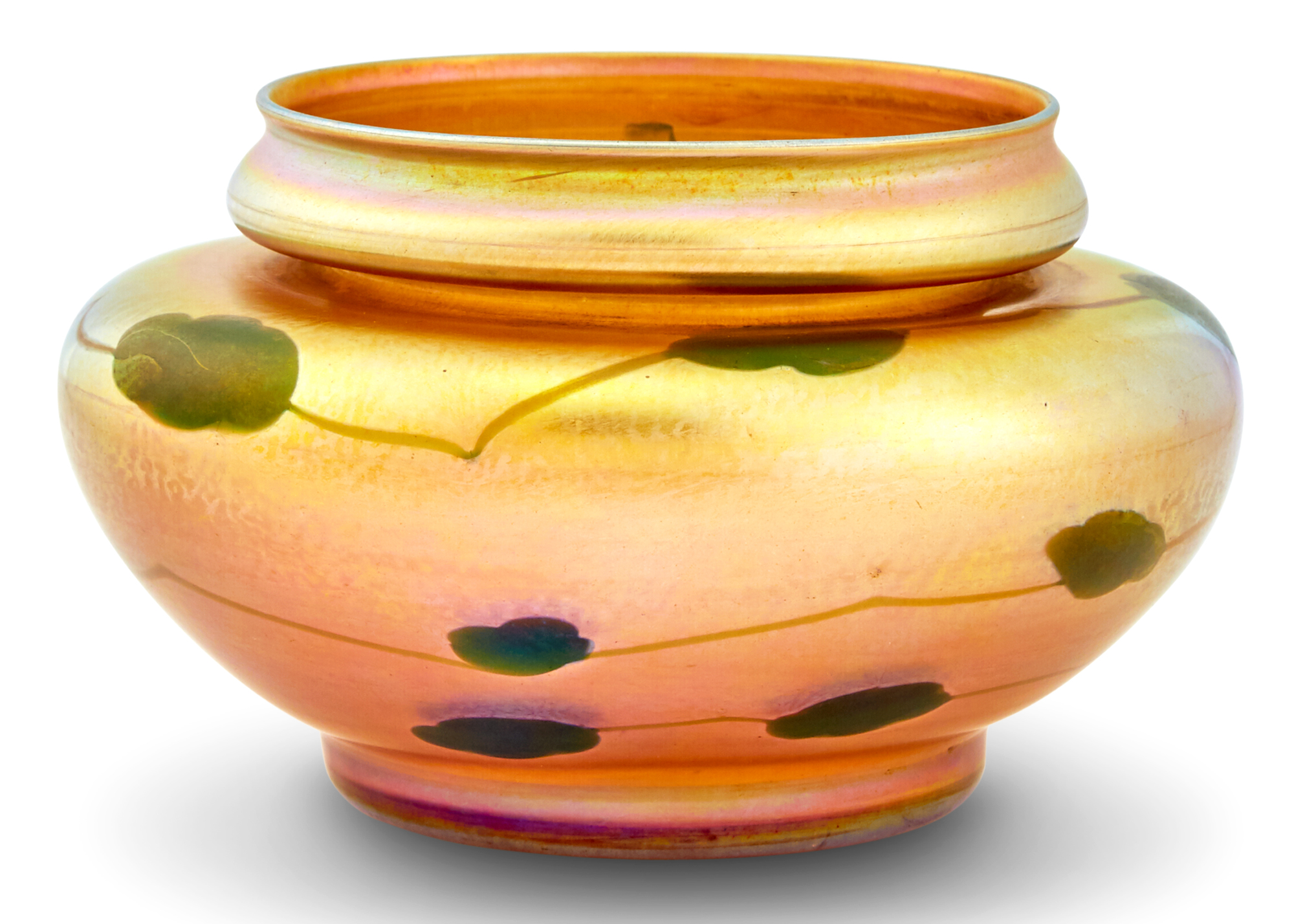 Lot image - Tiffany Gold and Green Favrile Glass Vase