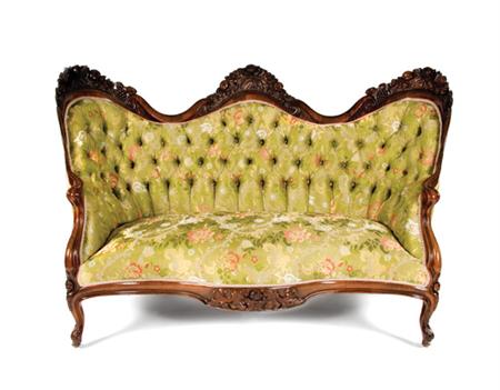 Lot image - Rococo Revival Rosewood Rosalie Pattern Settee