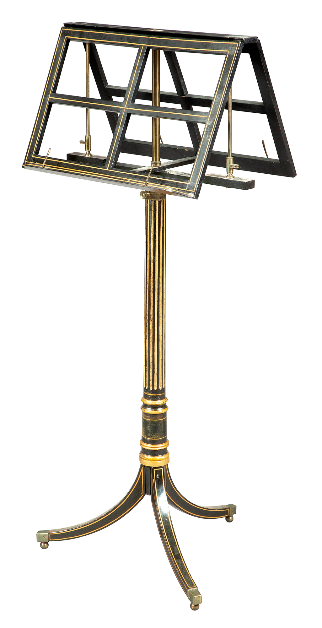 Lot image - Regency Ebonized, Parcel-Gilt and Brass-Mounted Duet Music-Stand by Erard