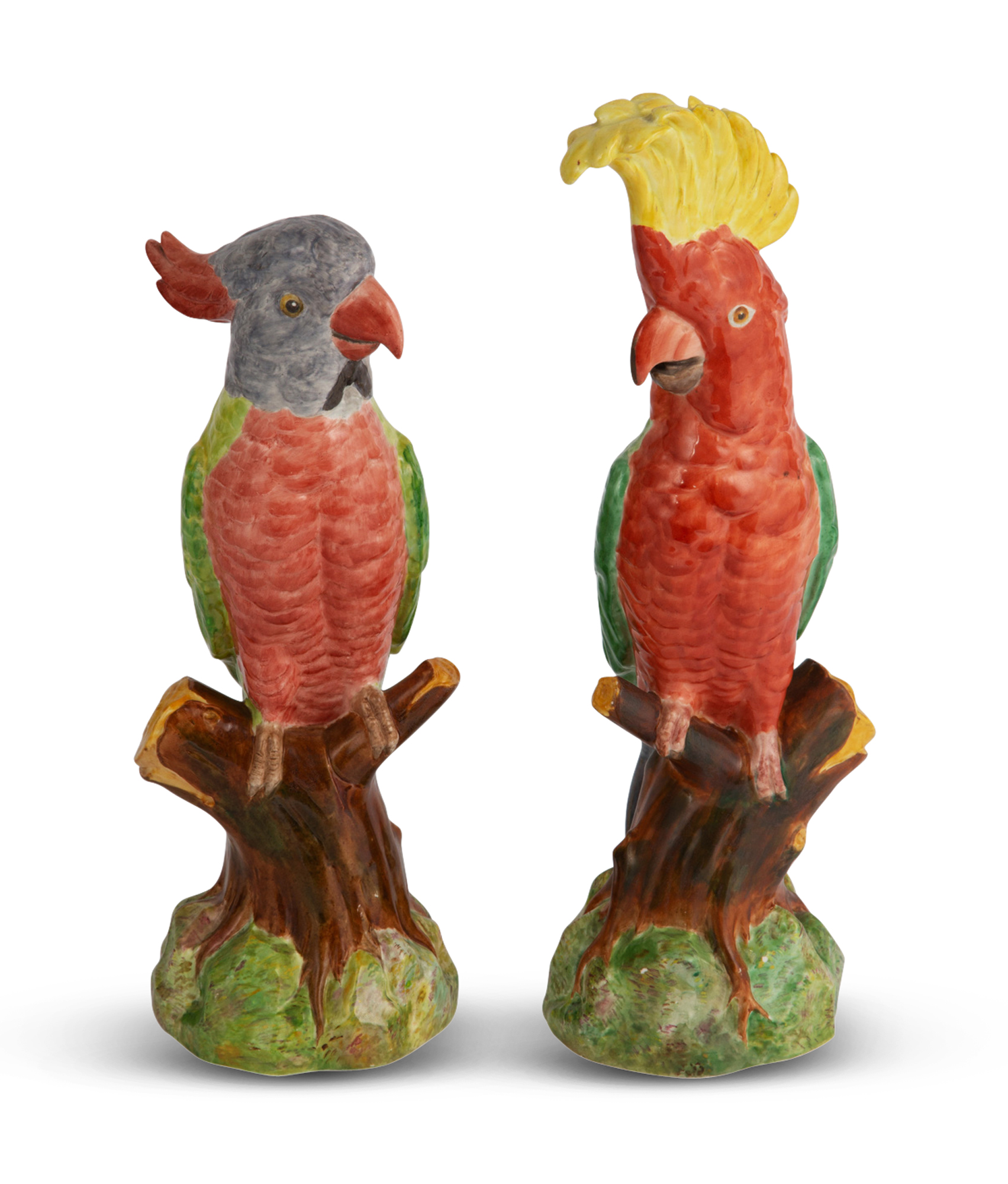 Lot image - Pair of Mintons Majolica Models of Cockatoos