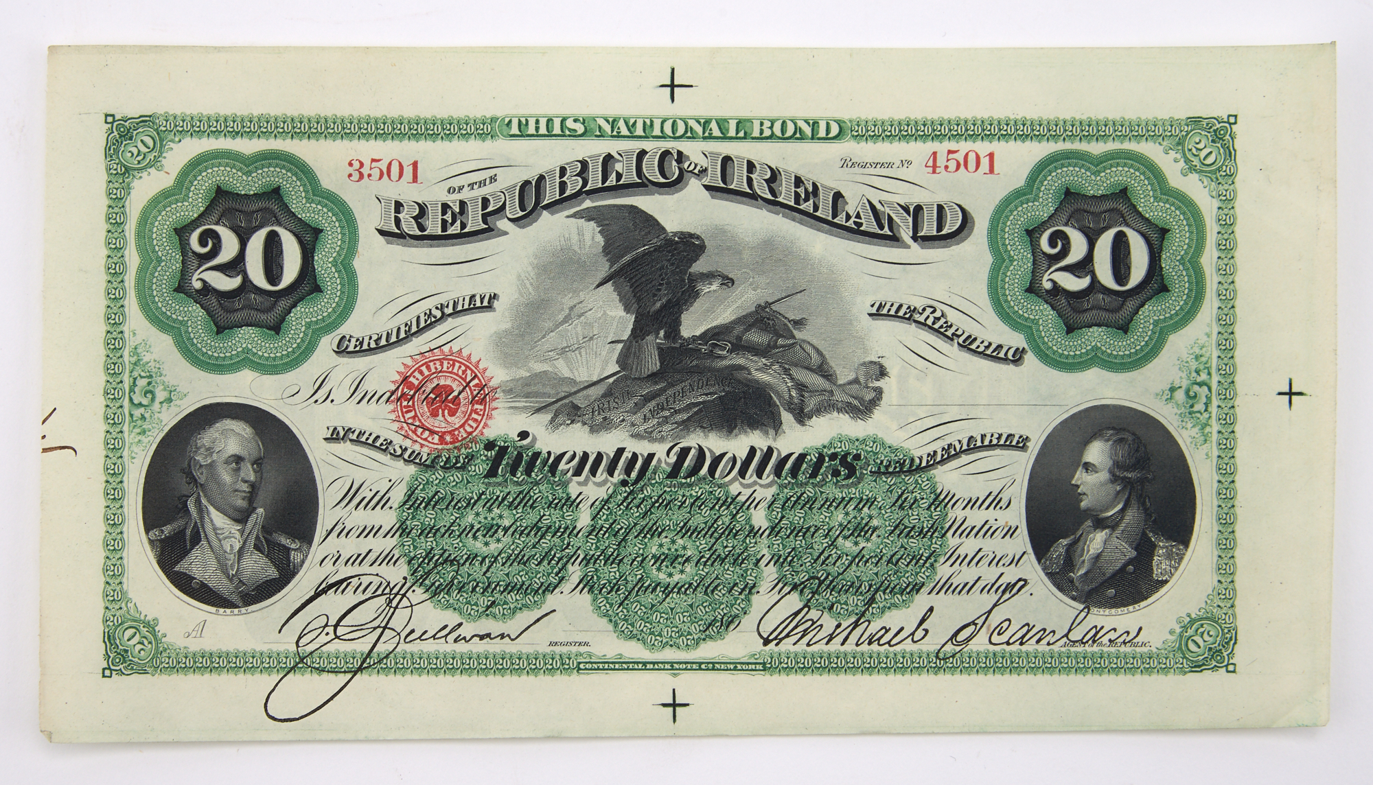 Lot image - Republic of Ireland Fenian Brotherhood Twenty Dollar Bond