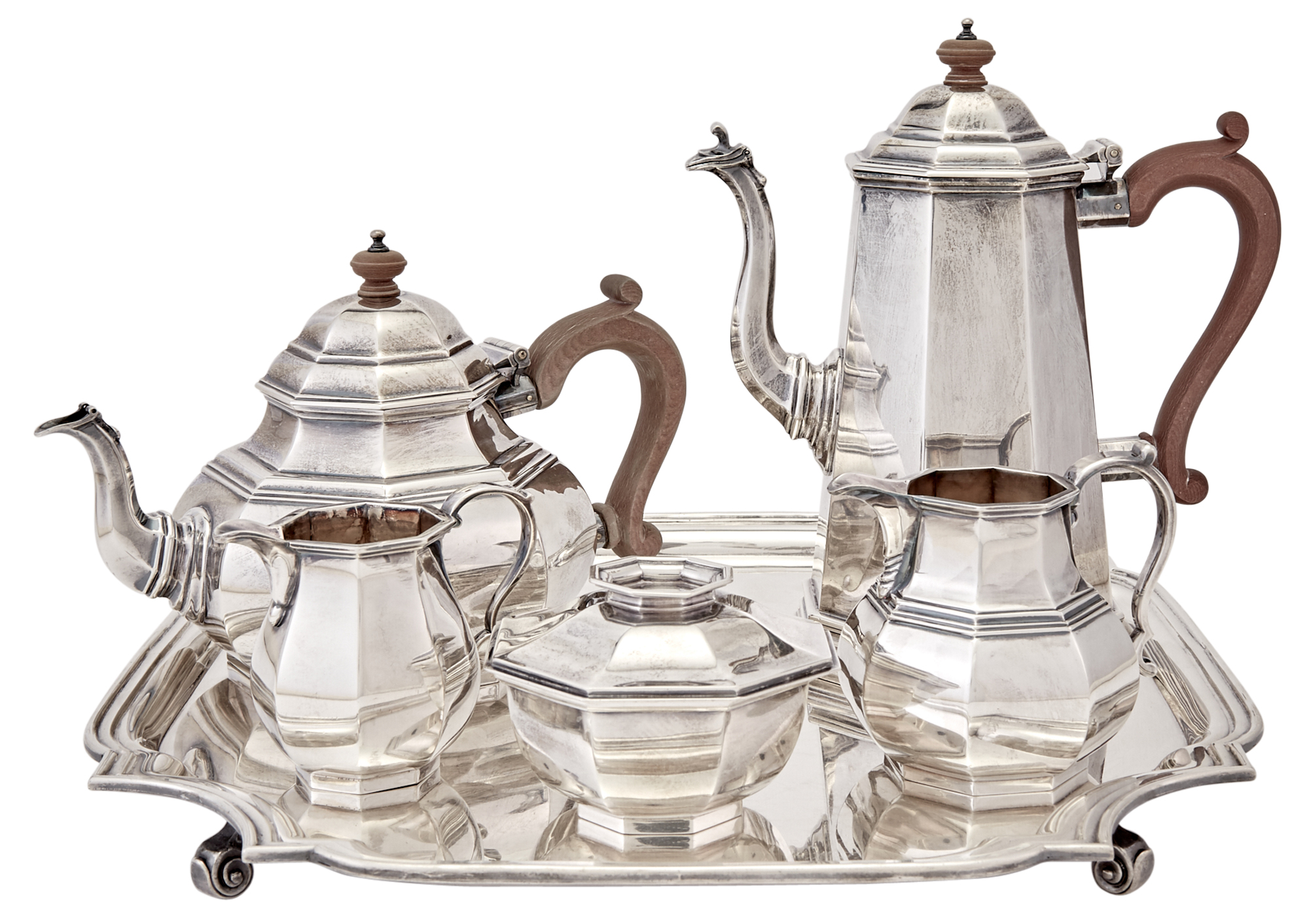 Lot image - Tiffany & Co. George I Style Sterling Silver Tea and Coffee Service