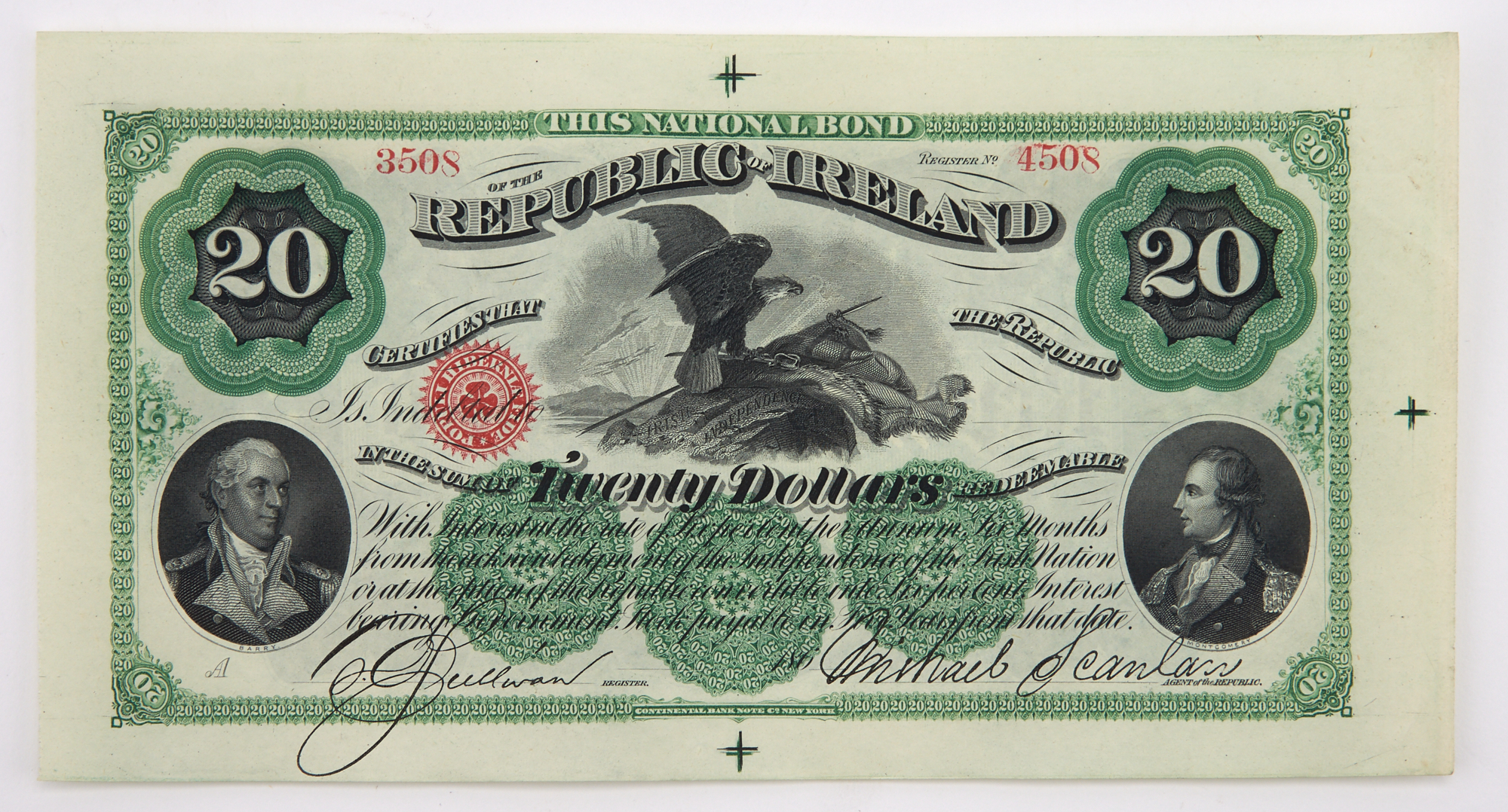 Lot image - Republic of Ireland Fenian Brotherhood Twenty Dollar Bond