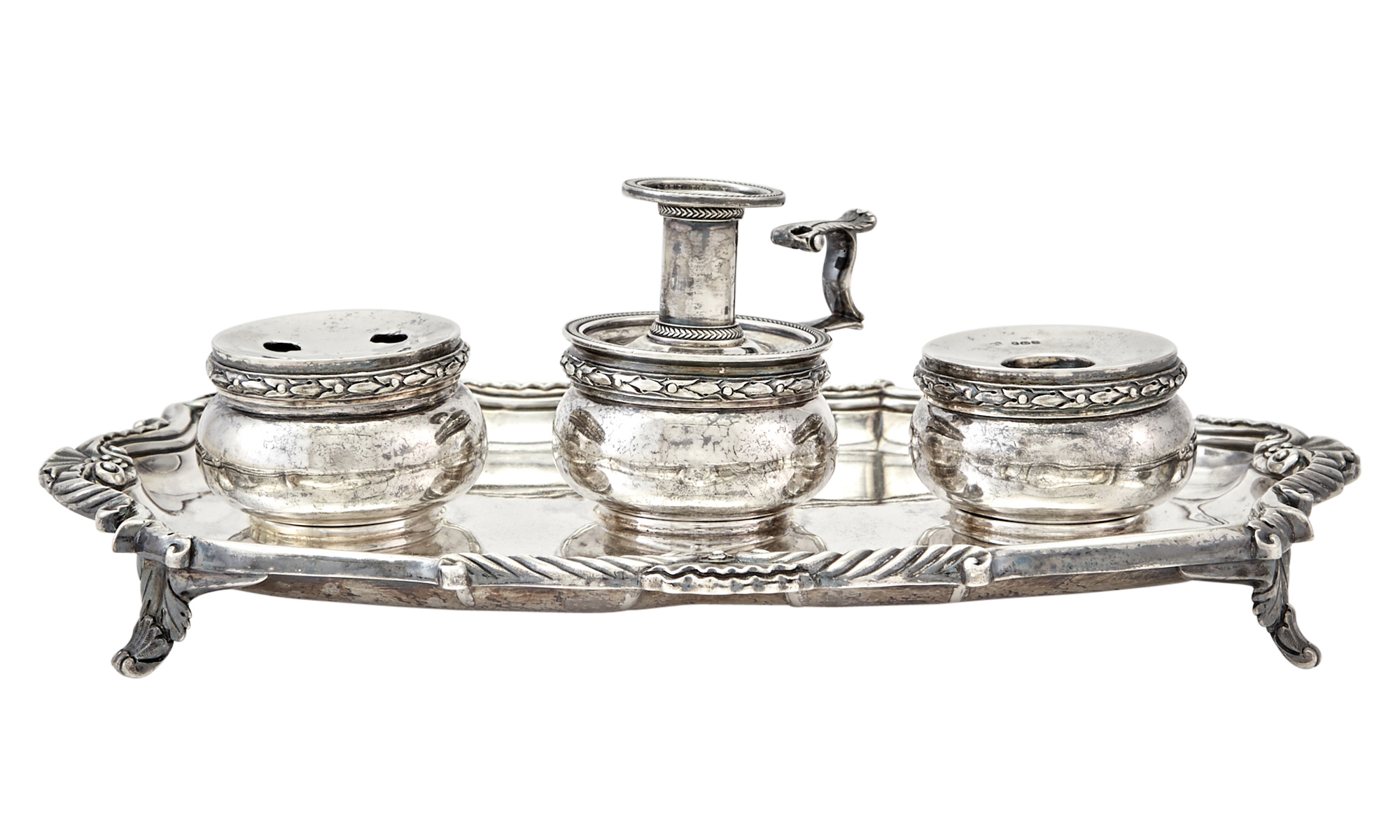 Lot image - George III Sterling Silver Inkstand