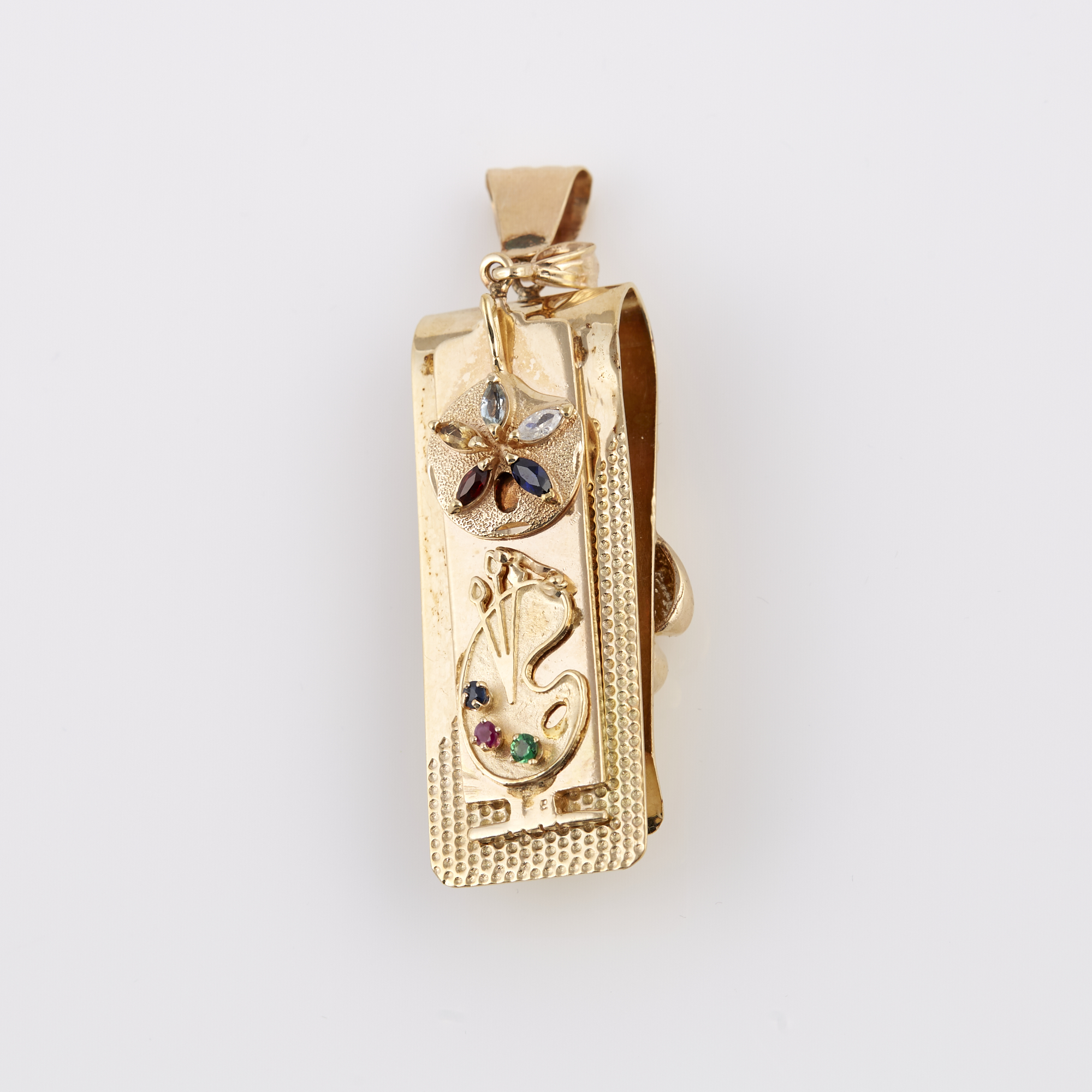 Lot image - Gold and Stone Money Clip, 14K 15 dwt. all