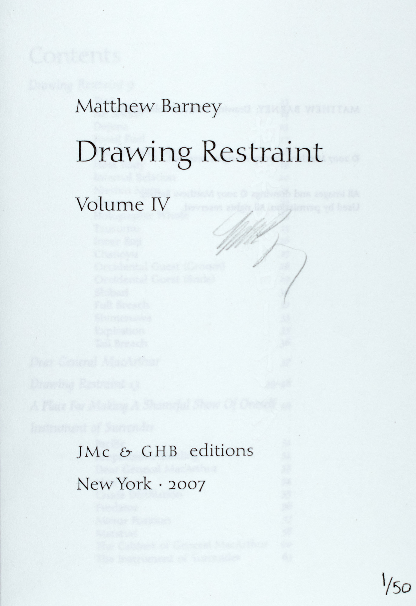 Lot image - [PHOTOBOOK]  BARNEY, MATTHEW. Drawing Restraint Vol. IV.