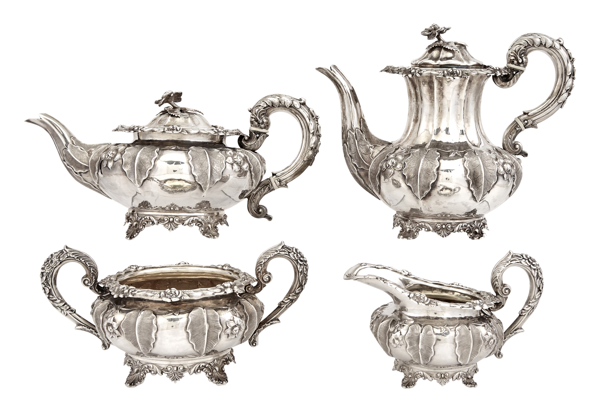 Lot image - George IV Sterling Silver Tea and Coffee Service