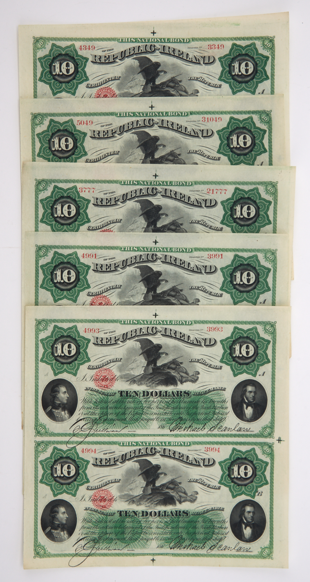 Lot image - Republic of Ireland Fenian Brotherhood Ten Dollar Bonds