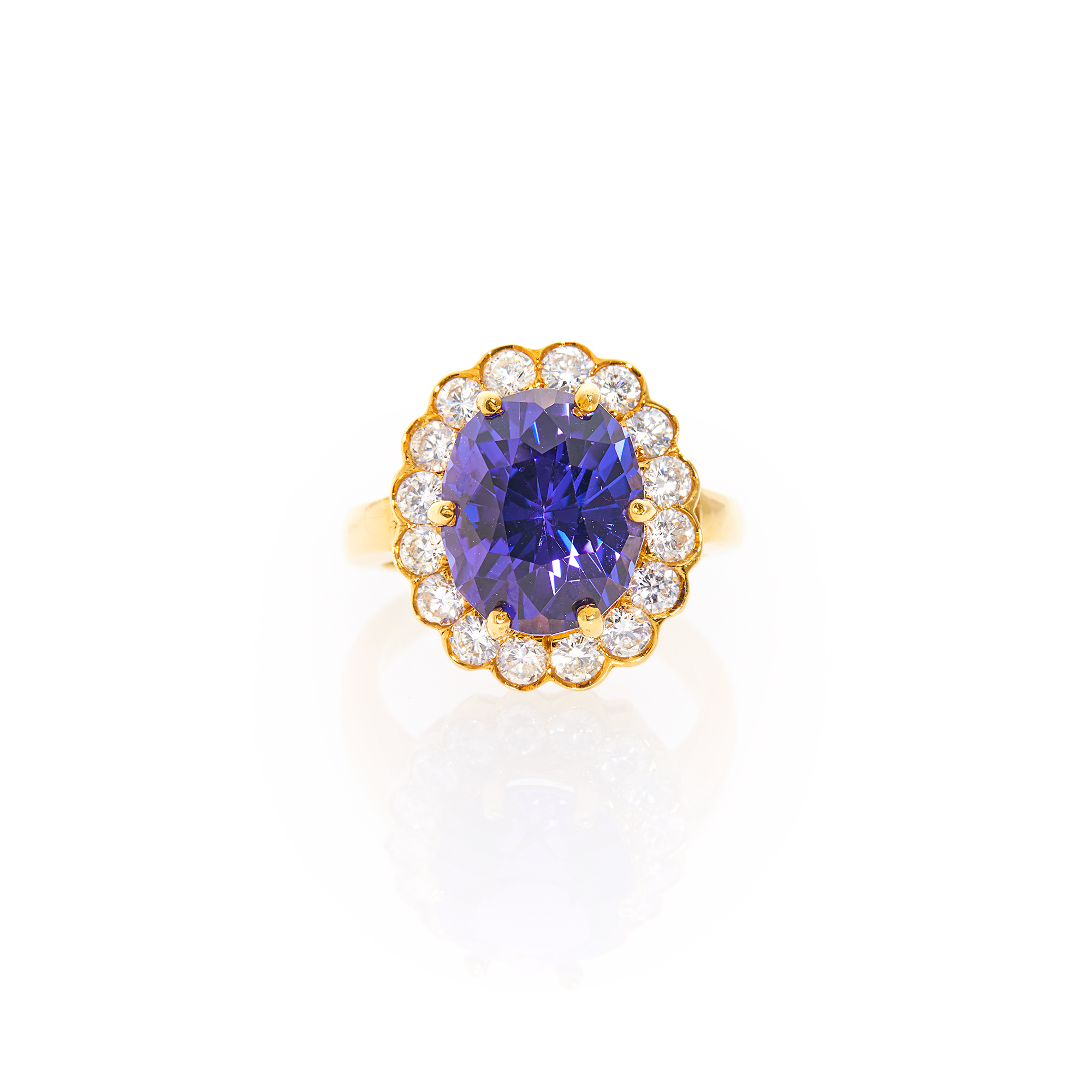 Lot image - Gold, Tanzanite and Diamond Ring