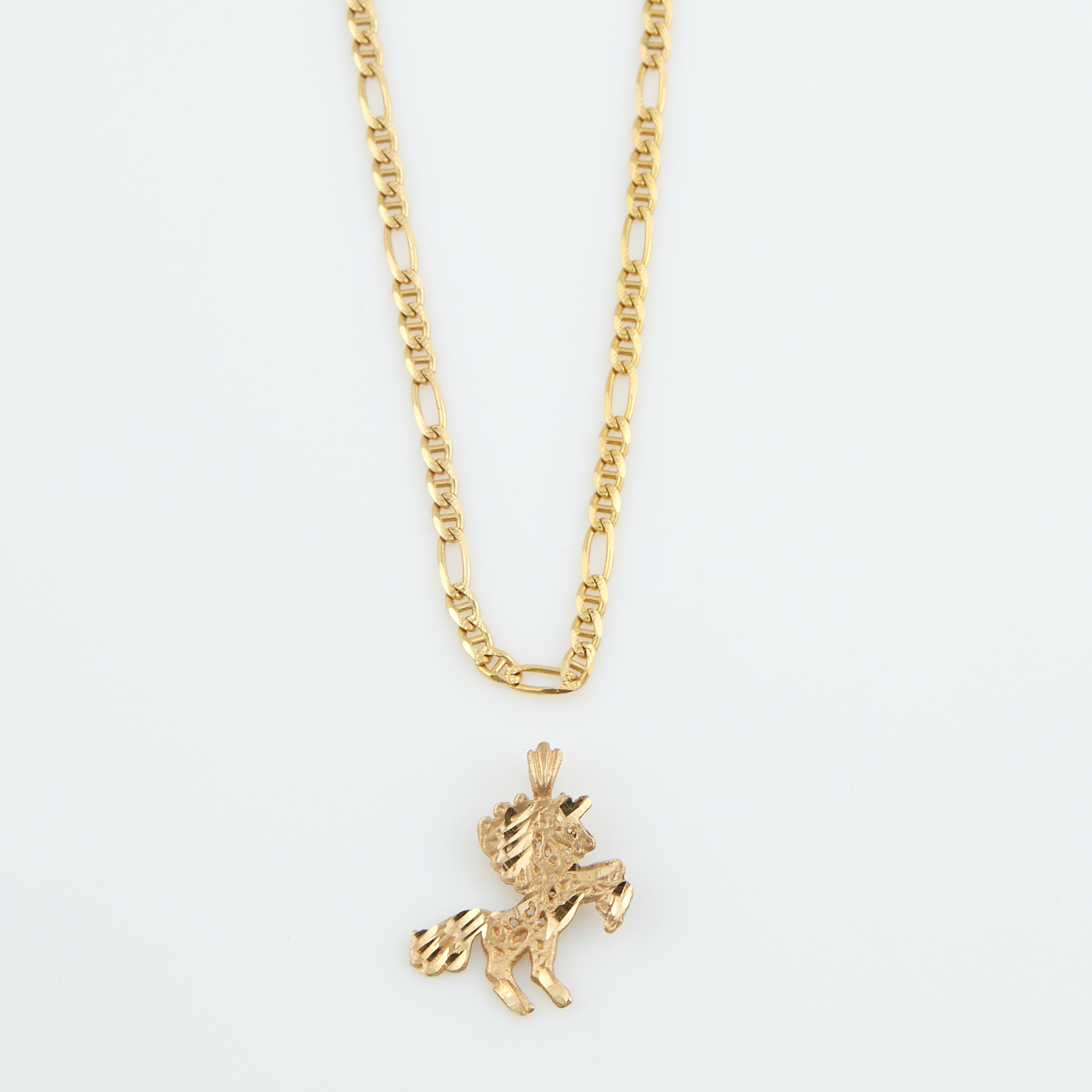 Lot image - Gold Pendant and Neck Chain, 14K 5 dwt.