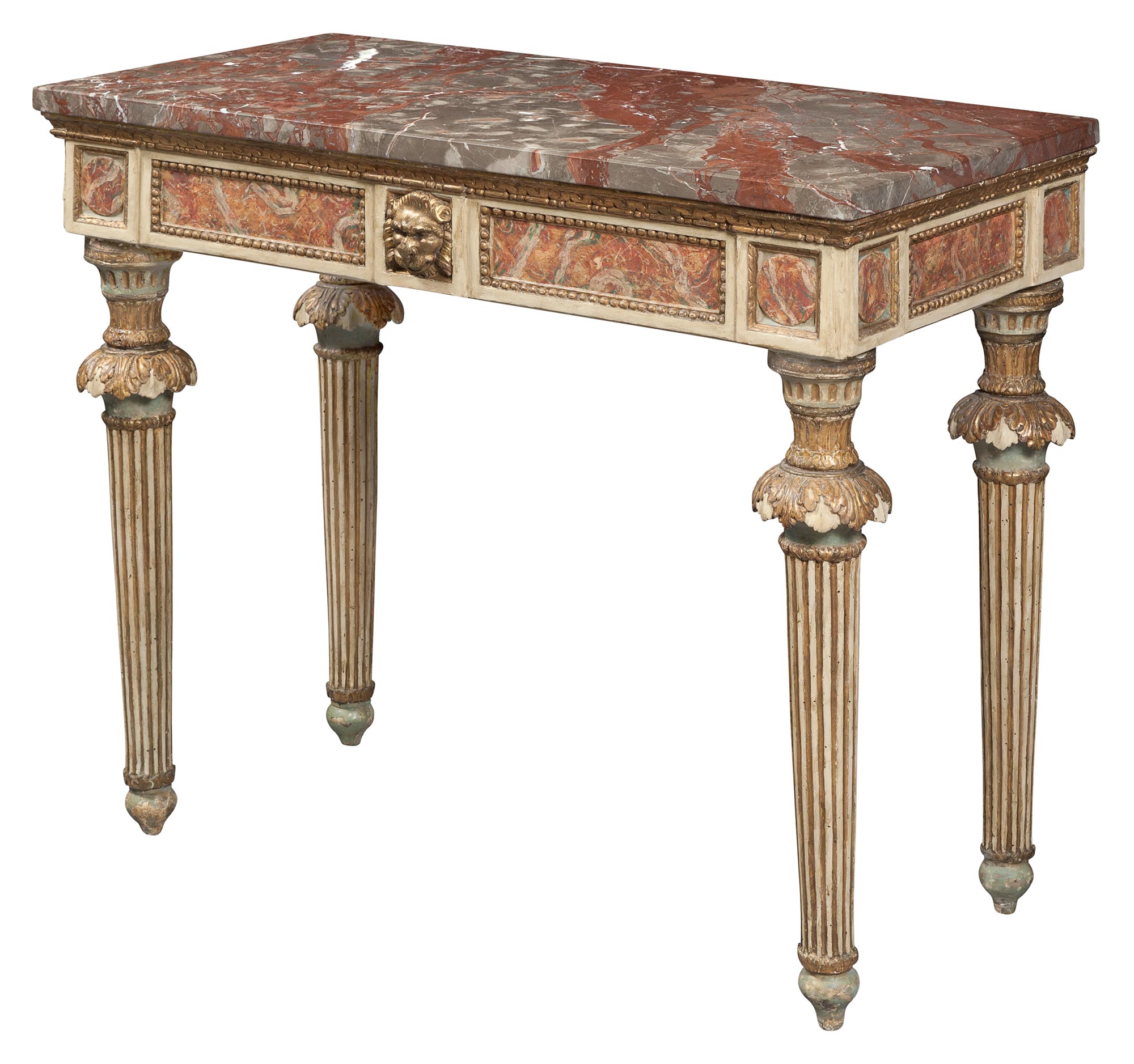 Lot image - Italian Neoclassical Painted and Parcel-Gilt Console Table
