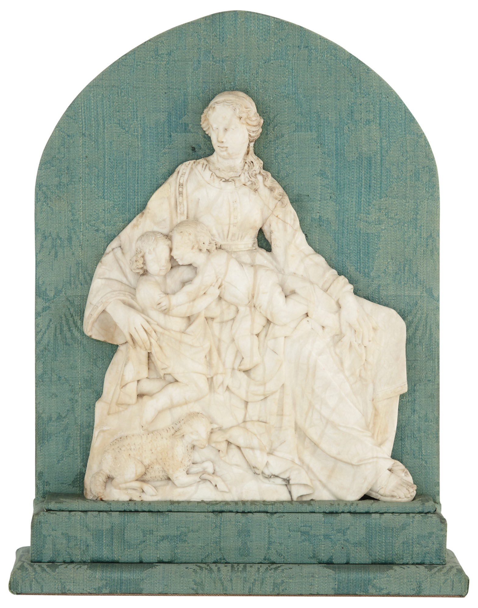 Lot image - Continental Alabaster Group of the Madonna and Child with the Young St. John
