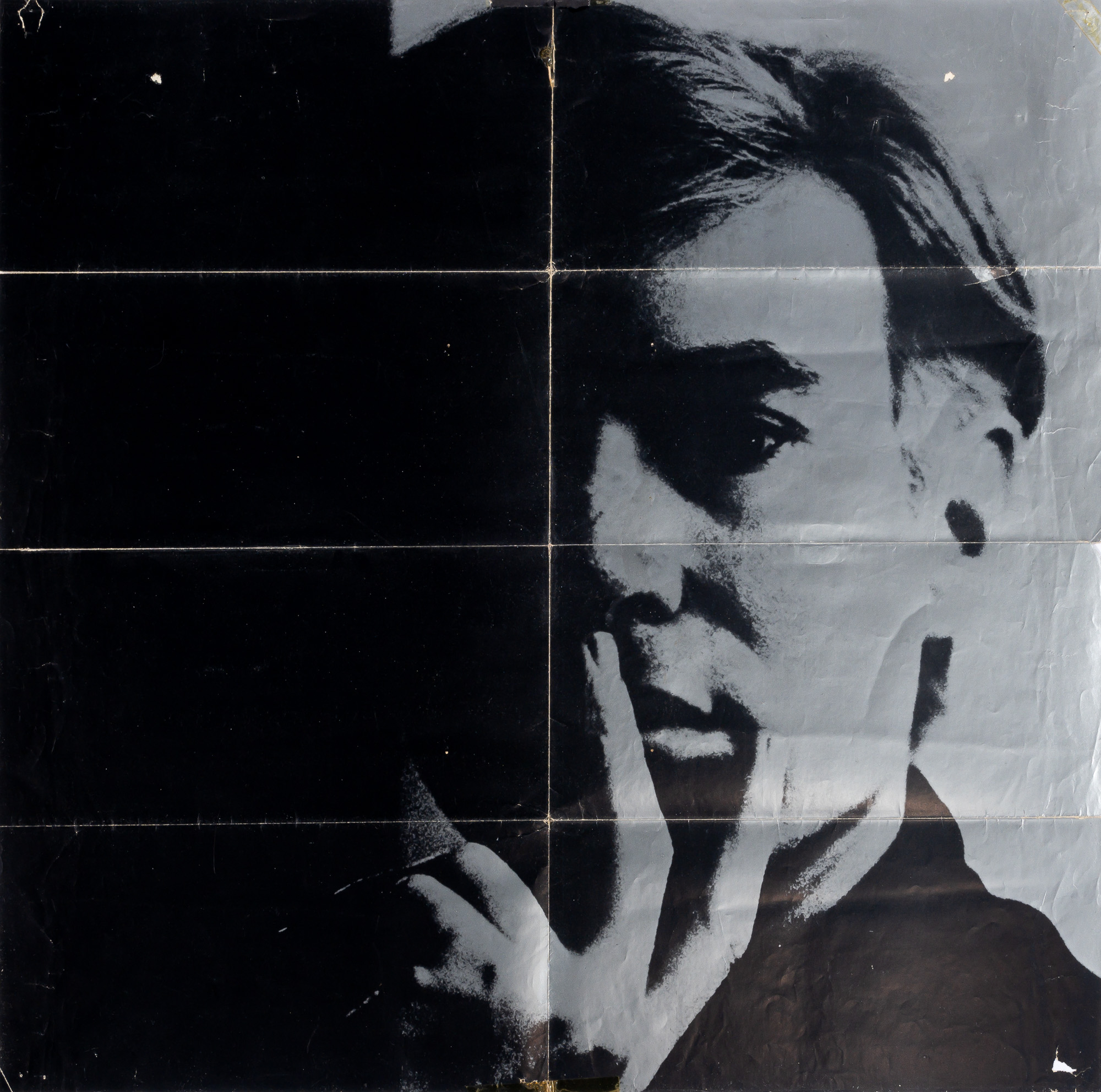 Lot image - Andy Warhol  Castelli Gallery exhibition mailer with large portrait poster of Andy Warhol, 1966.