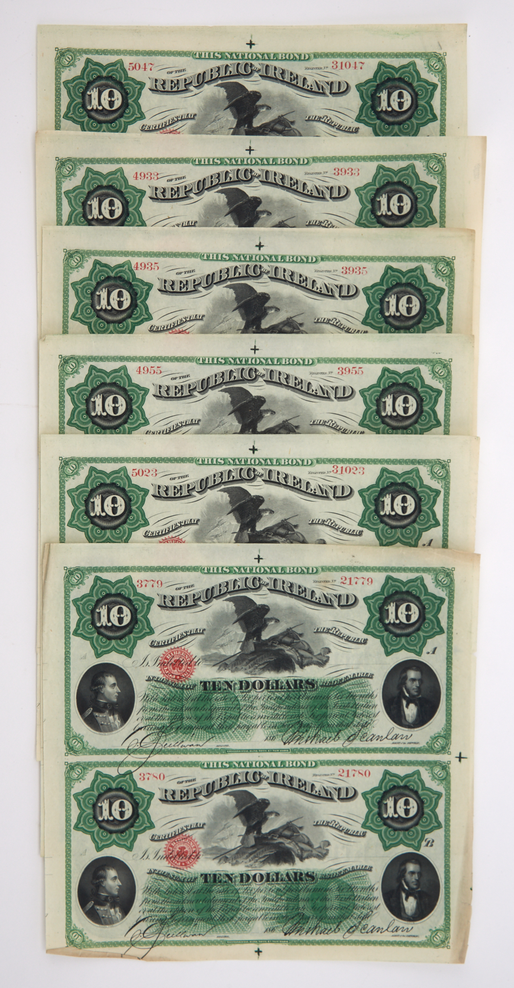Lot image - Republic of Ireland Fenian Brotherhood Ten Dollar Bonds
