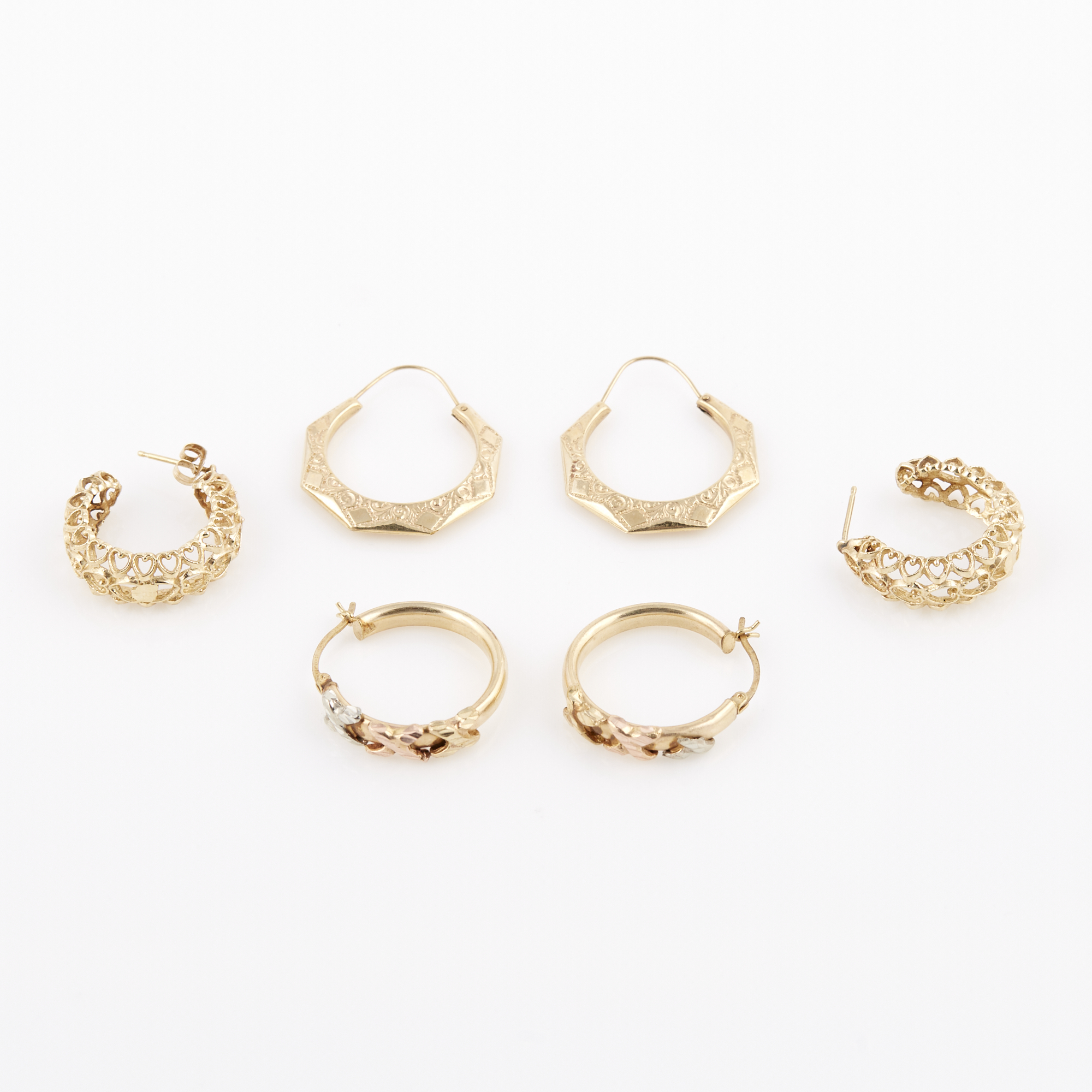 Lot image - Six Gold Earrings, 14K 8 dwt.
