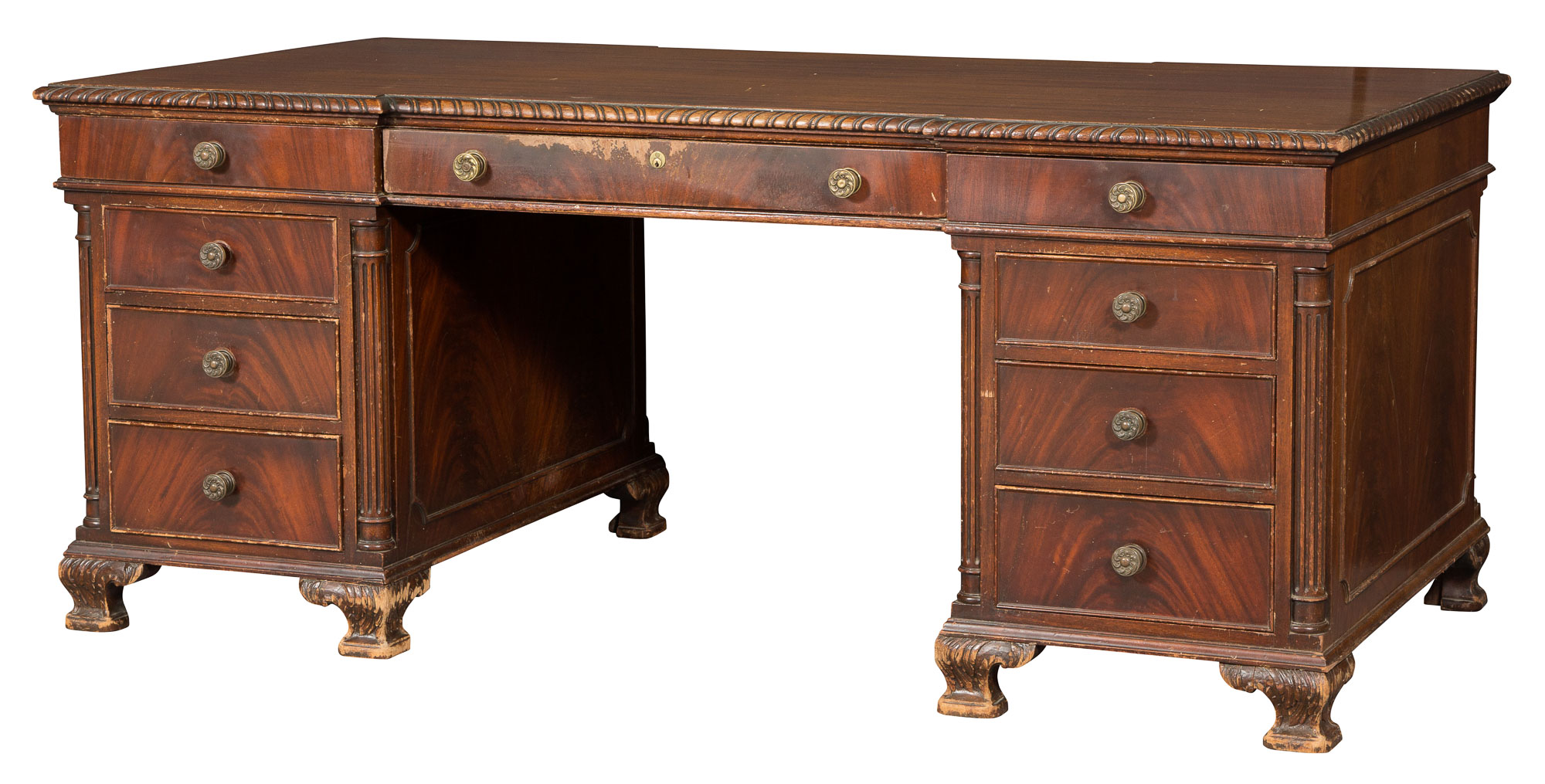 Lot image - George III Style Mahogany Pedestal Desk