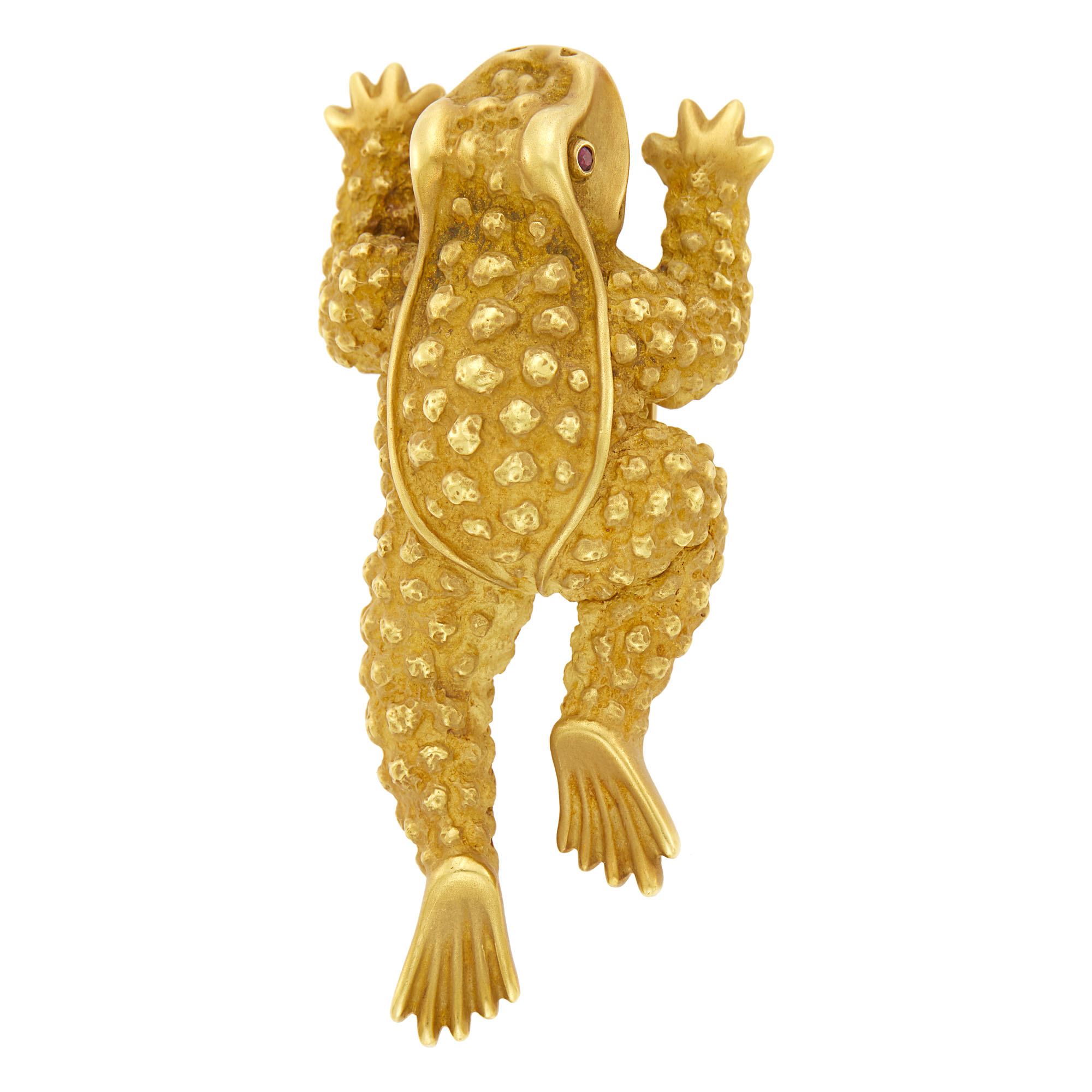 Lot image - Barry Kieselstein-Cord Gold Frog Clip-Brooch