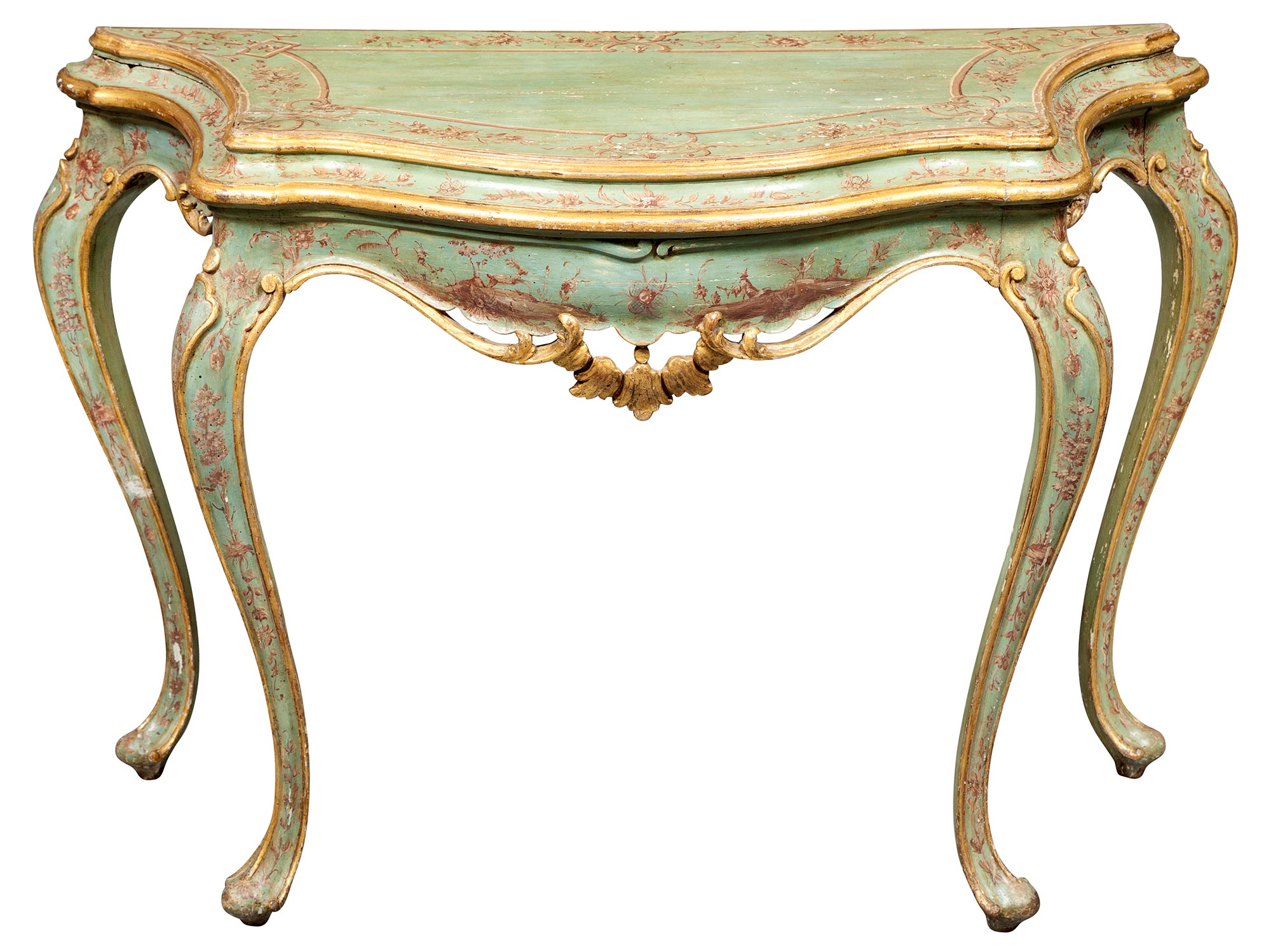 Lot image - Venetian Rococo Style Painted and Parcel-Gilt Console Table