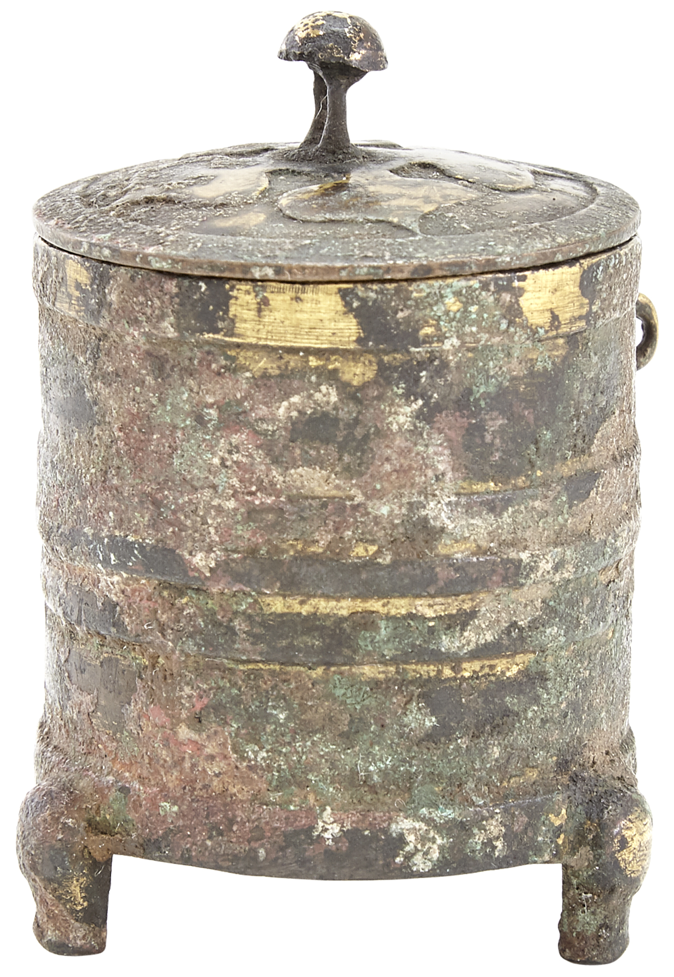 Lot image - A Diminutive Chinese Gilt Bronze Cylindrical Ritual Wine Container