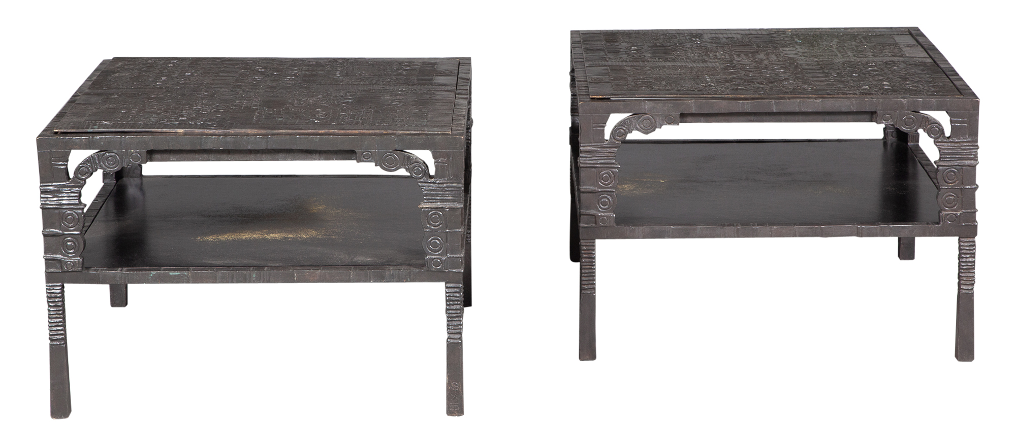 Lot image - Pair of Ingrid Donat Patinated Bronze Low Tables