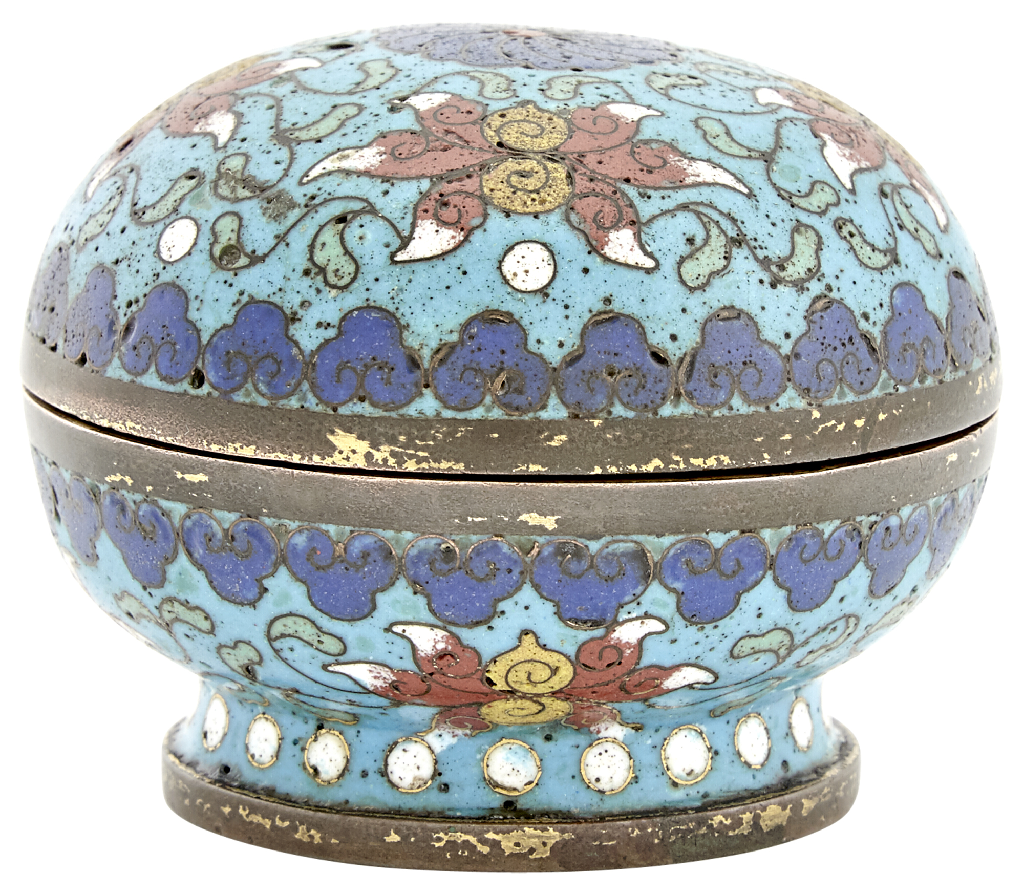 Lot image - A Chinese Domed Cloisonné Enamel Box and Cover