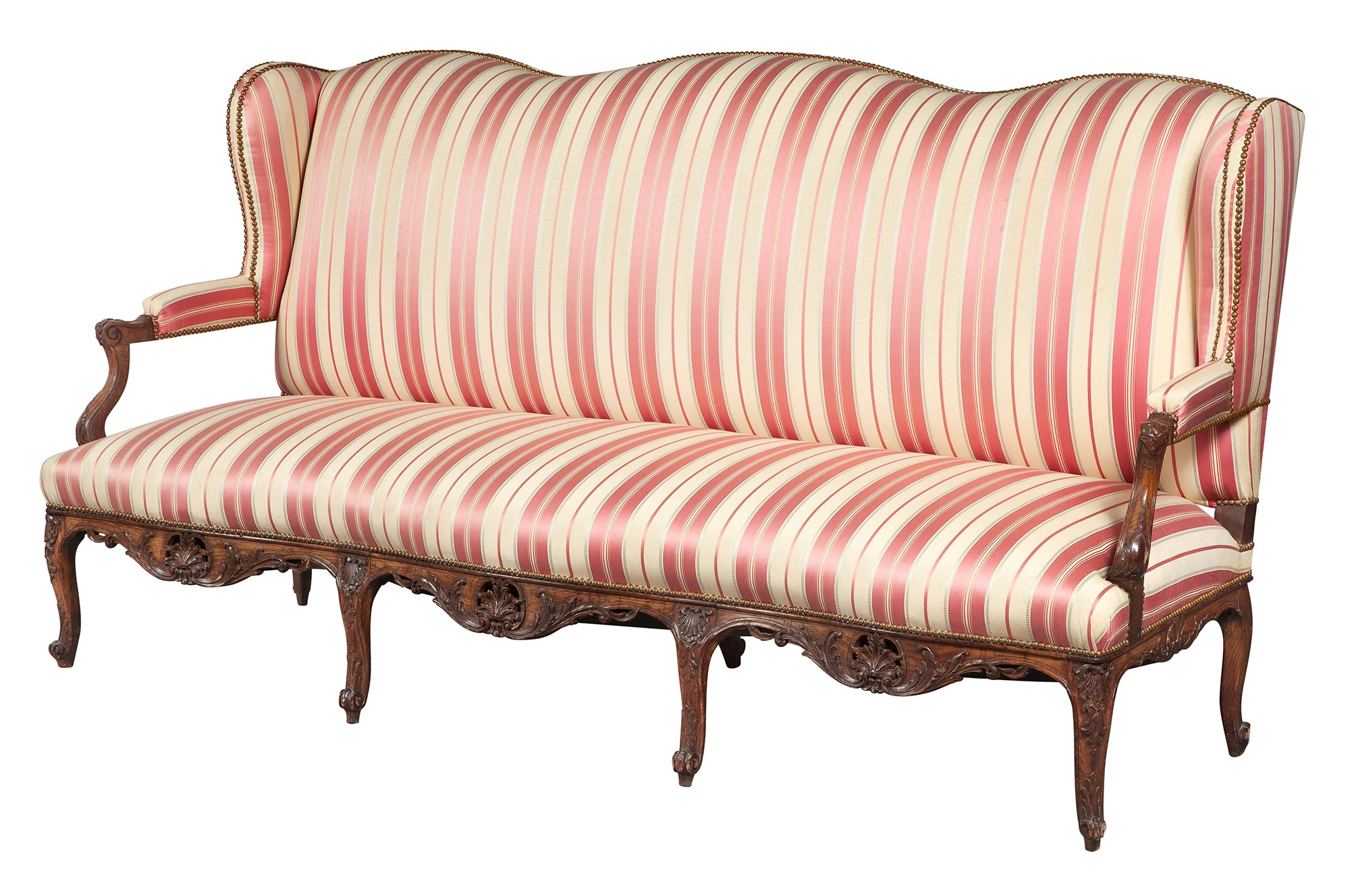 Lot image - Louis XV Style Upholstered Beechwood Canapé à Oreilles