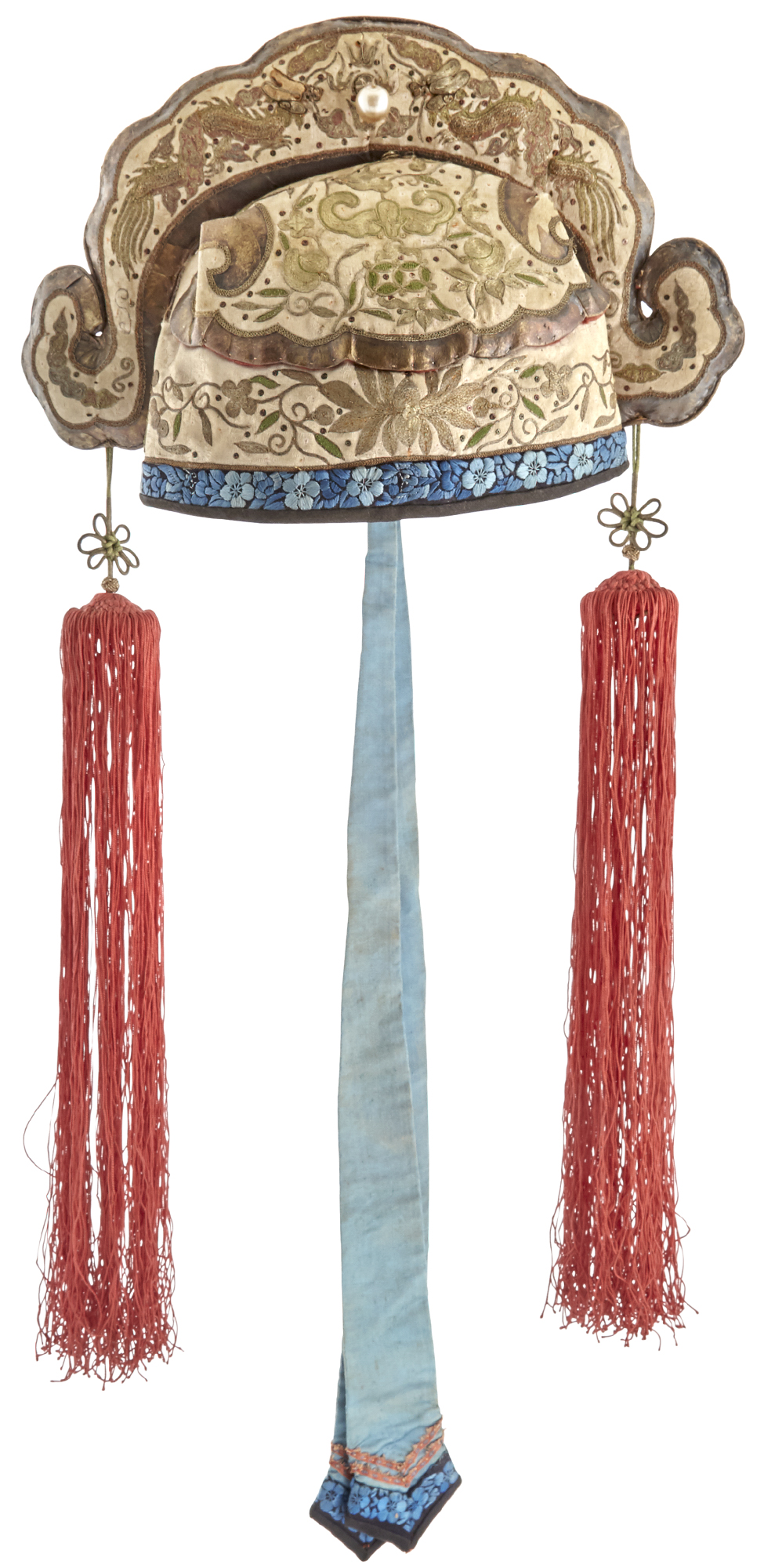 Lot image - A Chinese Embroidered Silk Hat