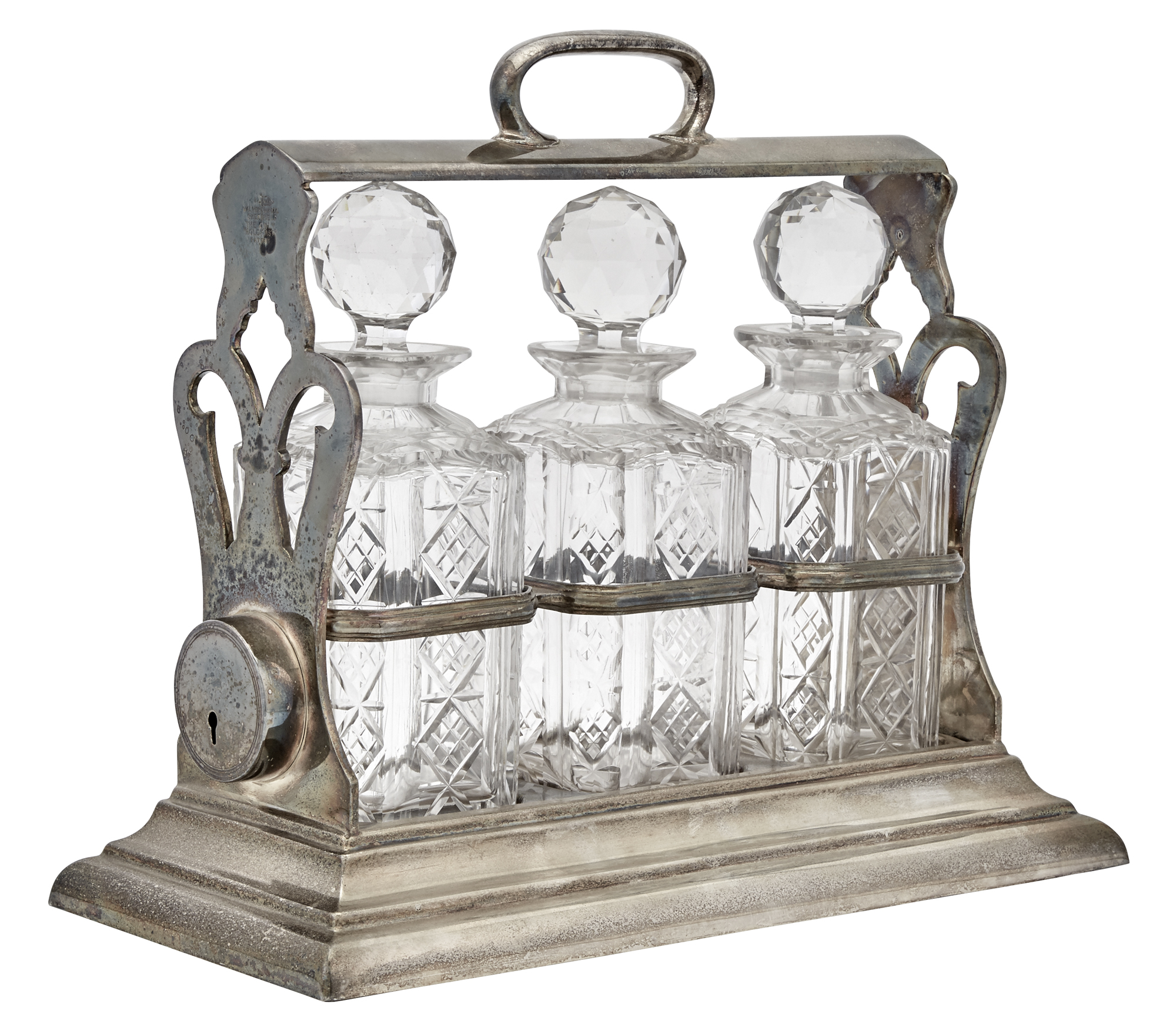 Lot image - Walker & Hall Silver Plated and Cut Glass Tantalus