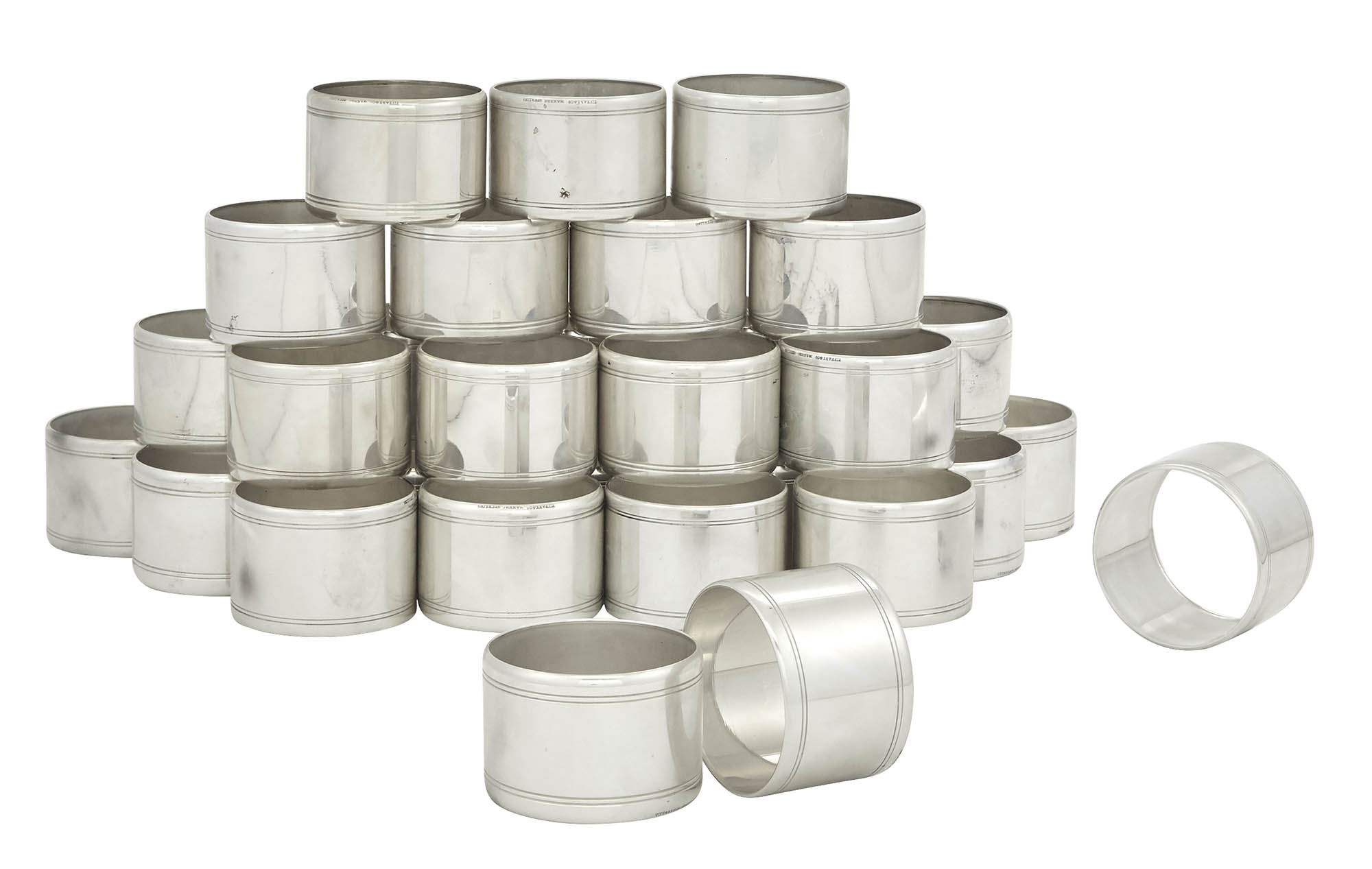 Lot image - Thirty-Four Tiffany & Co. Sterling Silver Napkin Rings