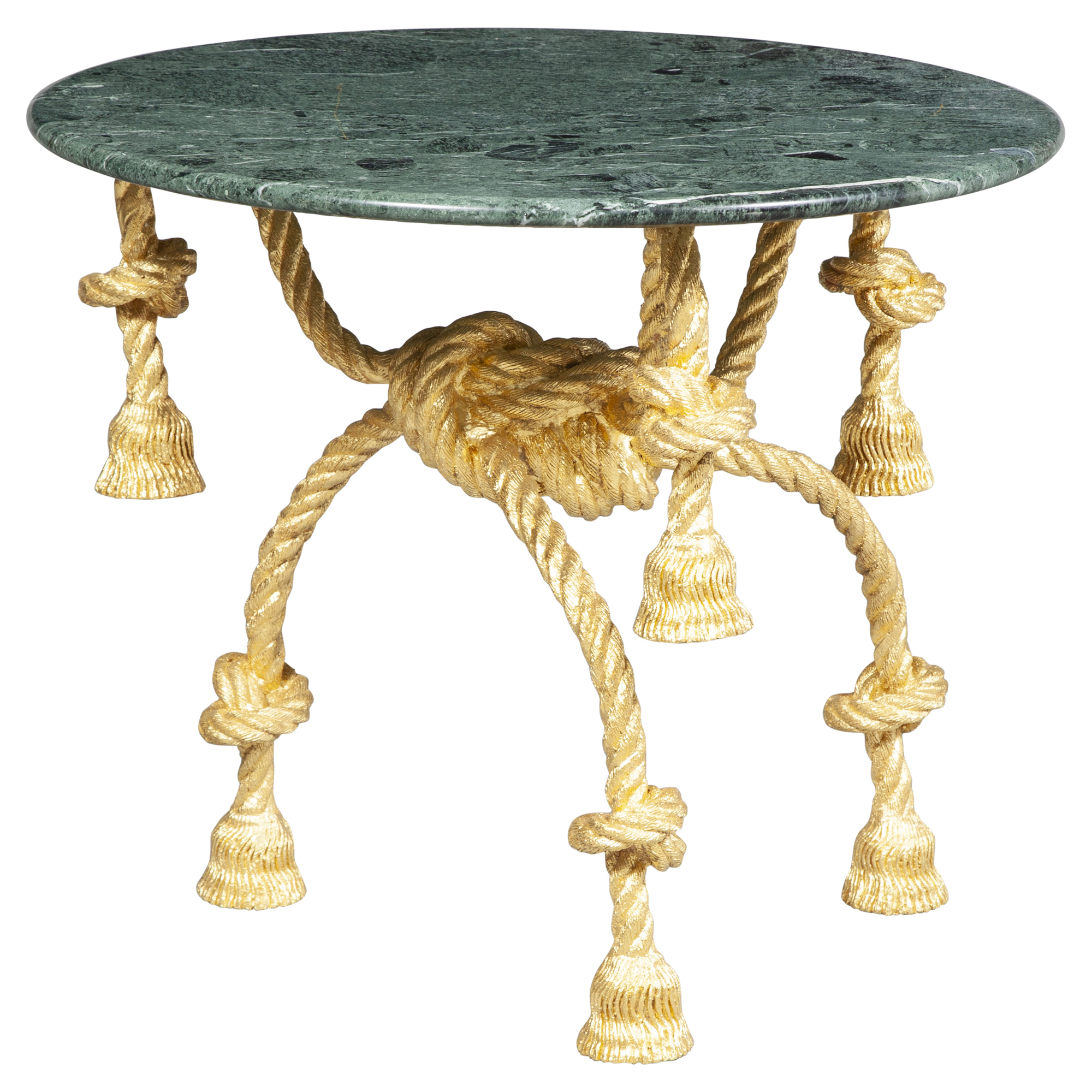 Lot image - Gilt-Metal Rope Form Marble Top Occasional Table